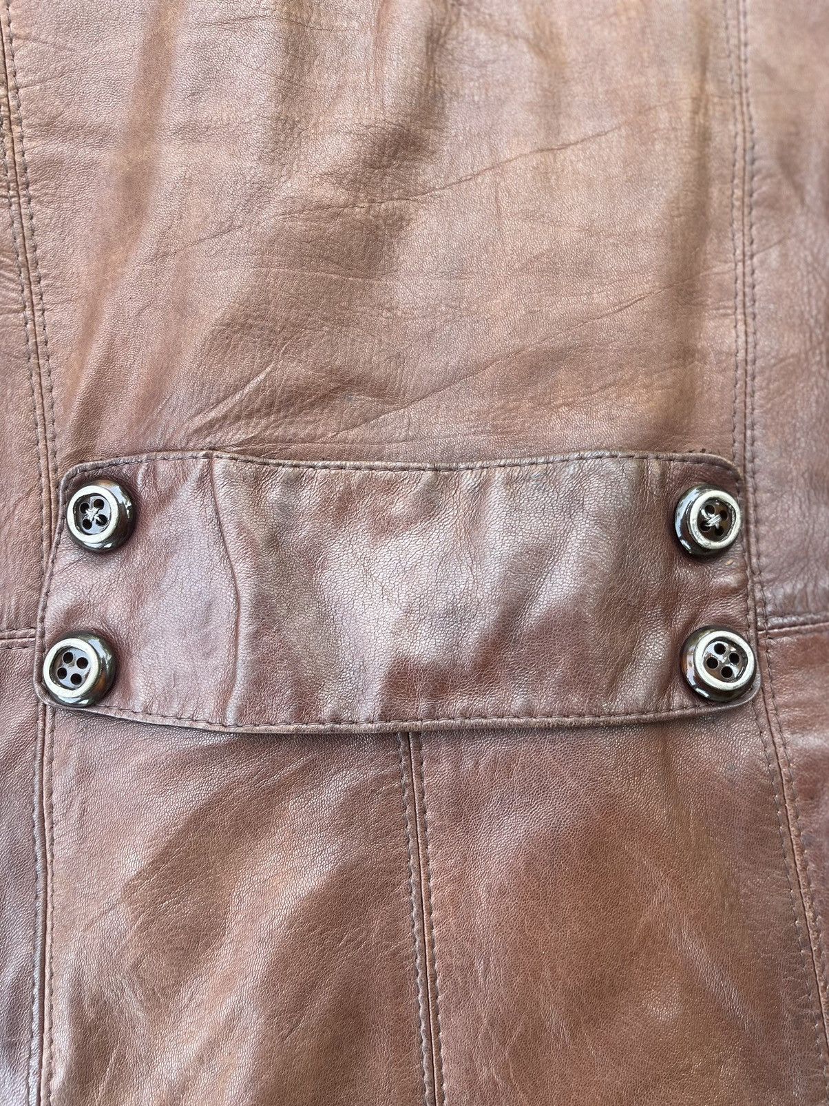 Genuine Leather Nobuo Boutique Japanese Leather Coat Double Breasted, Unique Size S / US 4 / IT 40 - 8 Thumbnail
