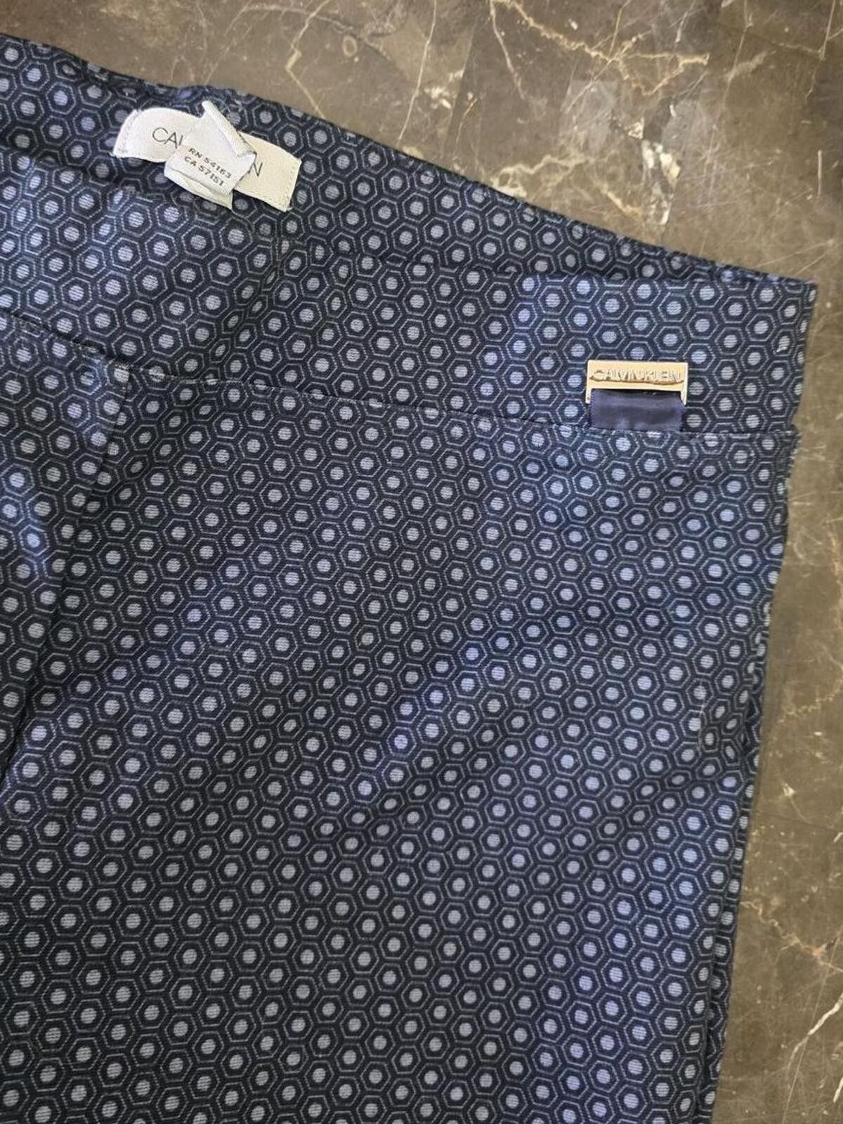 Calvin Klein Calvin Klein Navy Patterned Straight Leg Pants Size Small Size 28" / US 6 / IT 42 - 9 Thumbnail