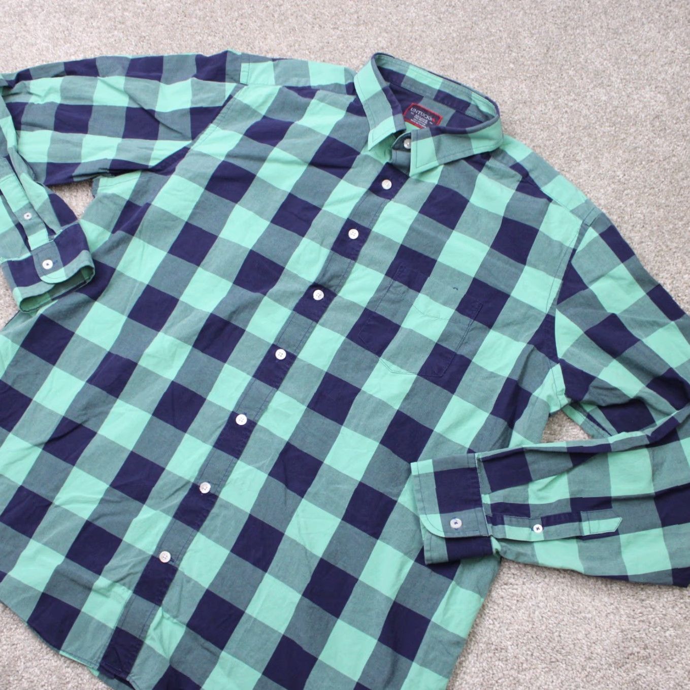 UNTUCKit UNTUCKit Bonarda Shirt Mens 2XLT XXL Tall Green/Blue Plaid Long Sleeve Size US XXL / EU 58 / 5 - 3 Thumbnail