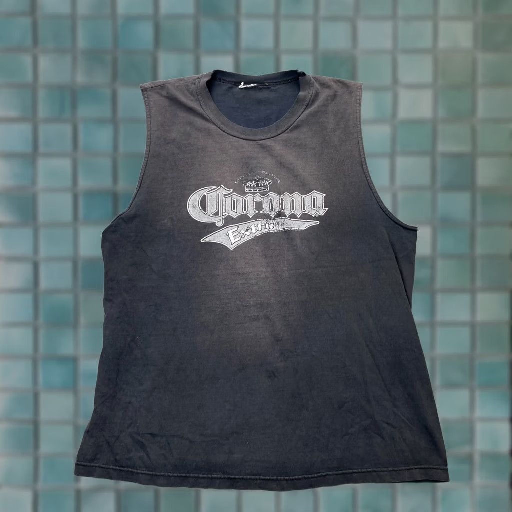 Vintage VINTAGE Corona Shirt Mens Large Black Tank Mexican Beer Crown Graphic 90s 80s Size US L / EU 52-54 / 3 - 1 Thumbnail
