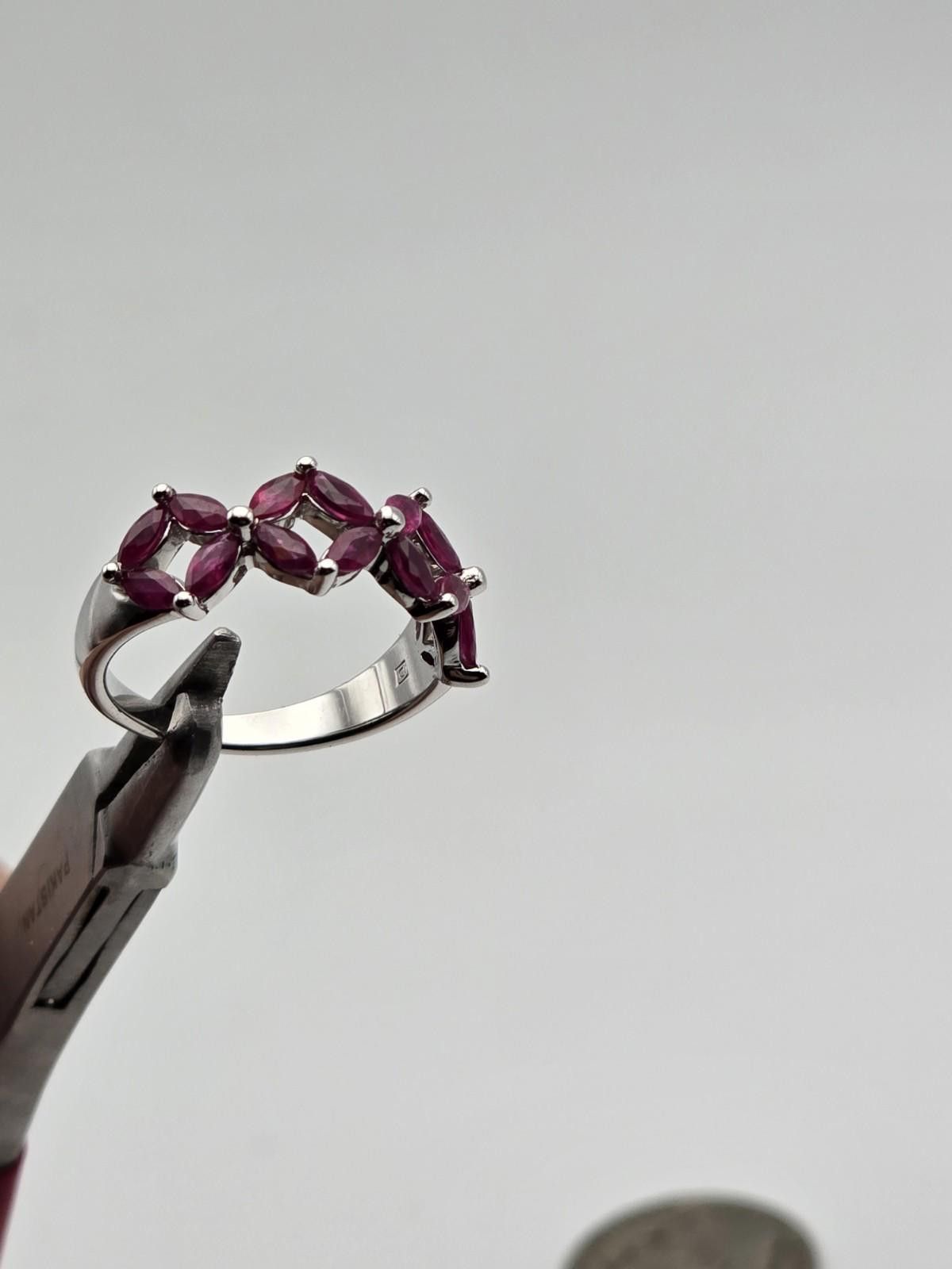 The Unbranded Brand Vintage 14k White Gold Marquise Ruby Ring – Size 6.5 – 3.6g Size ONE SIZE - 6 Thumbnail