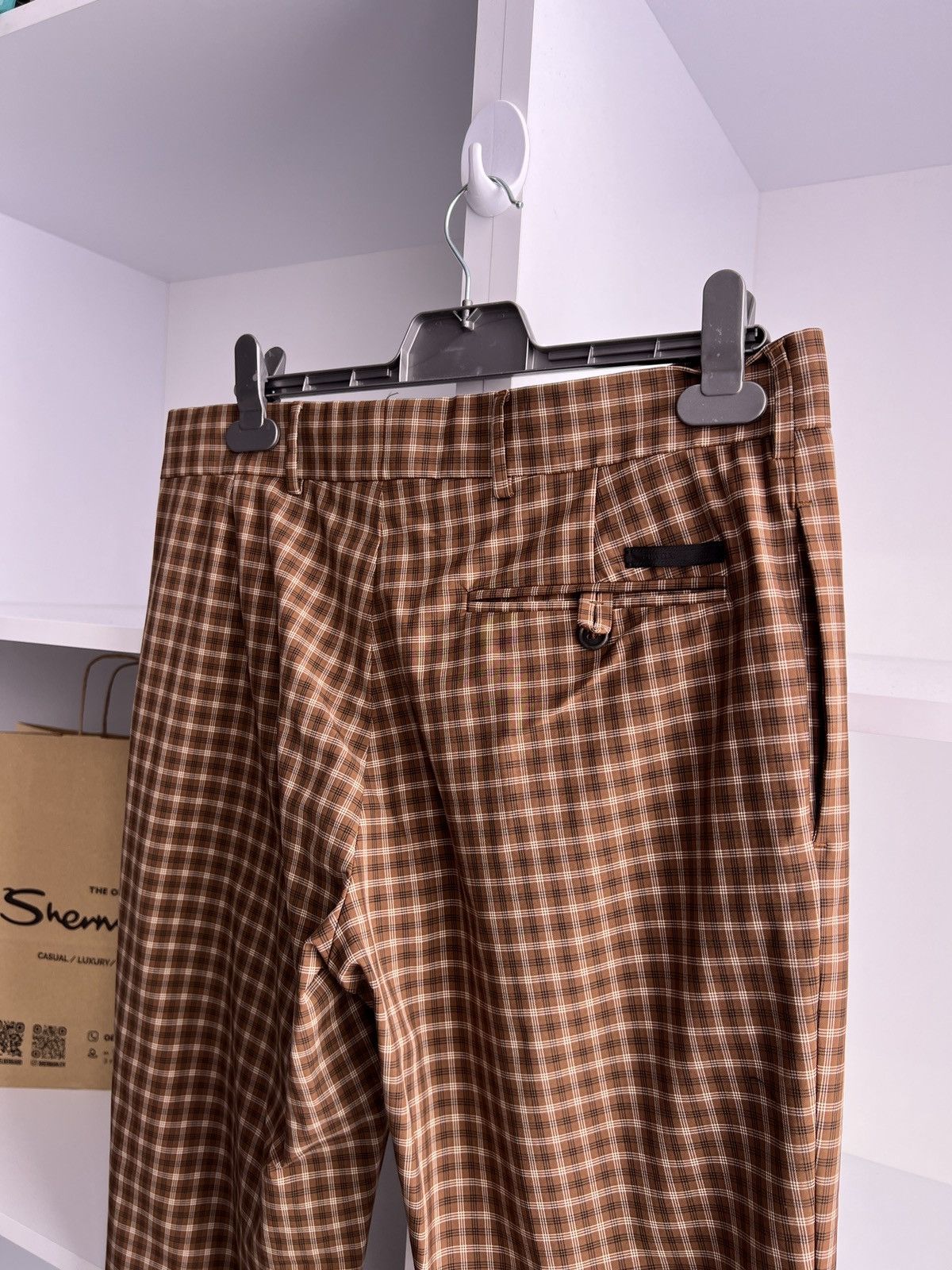 Prada Vintage Prada Milano Brown Check Straight Cotton pants Size US 32 / EU 48 - 12 Thumbnail