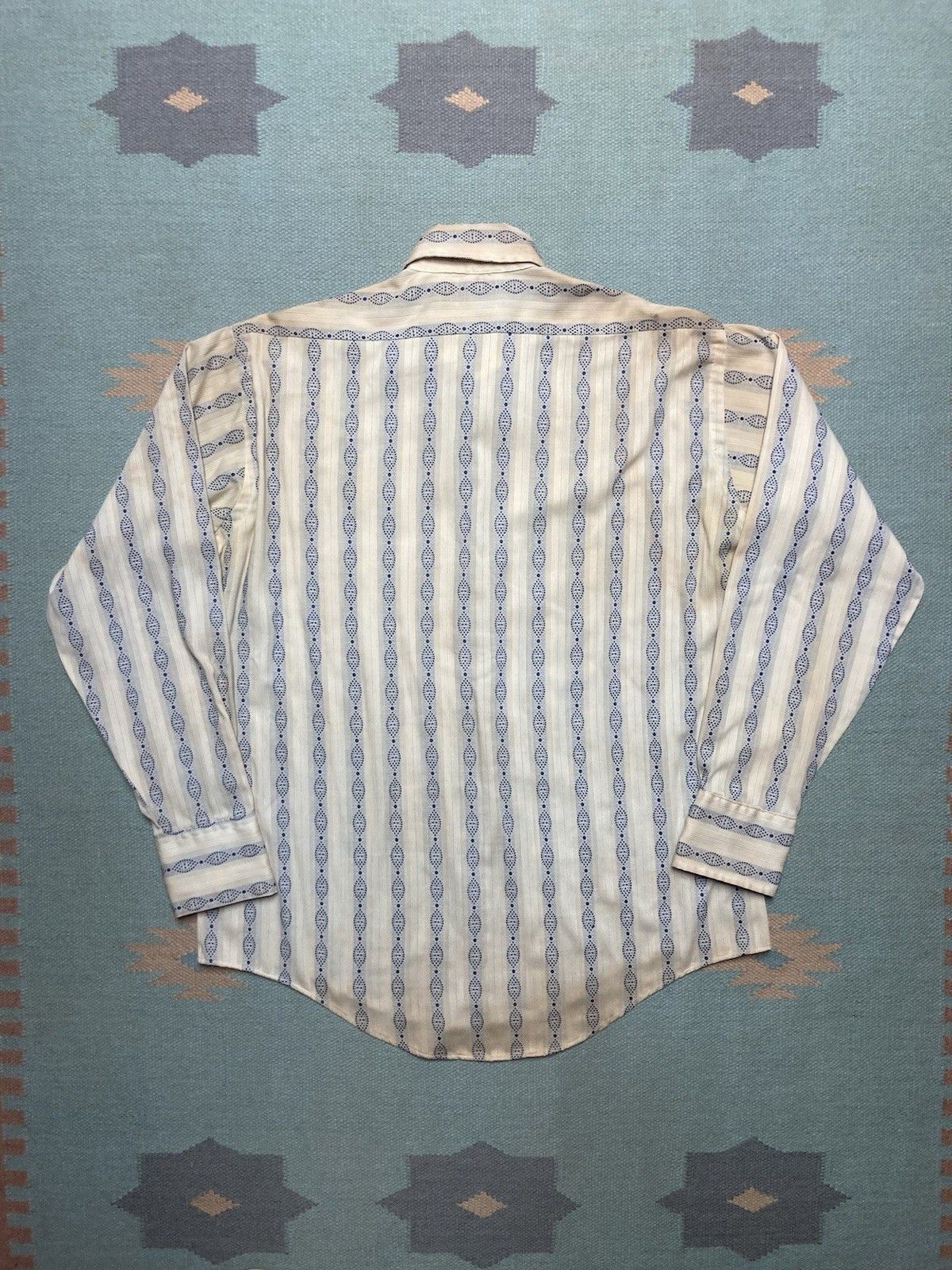 Vintage Vtg 70s button shirt dagger collar poly cotton men’s large Size US L / EU 52-54 / 3 - 7 Thumbnail