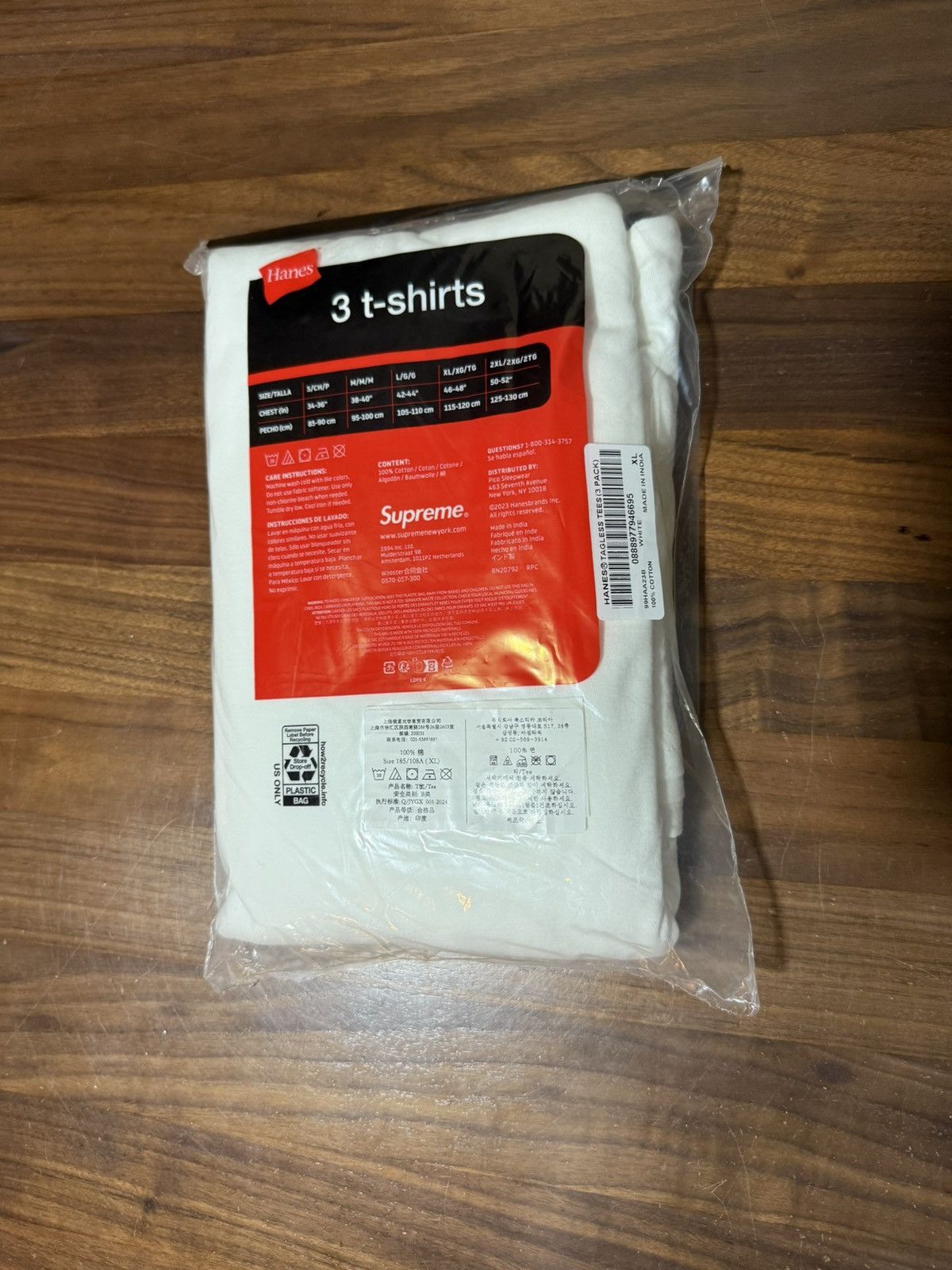 Hanes × Supreme Supreme Hanes Tagless Tees Size XL 3-Pack White T-Shirt Size US XL / EU 56 / 4 - 6 Thumbnail