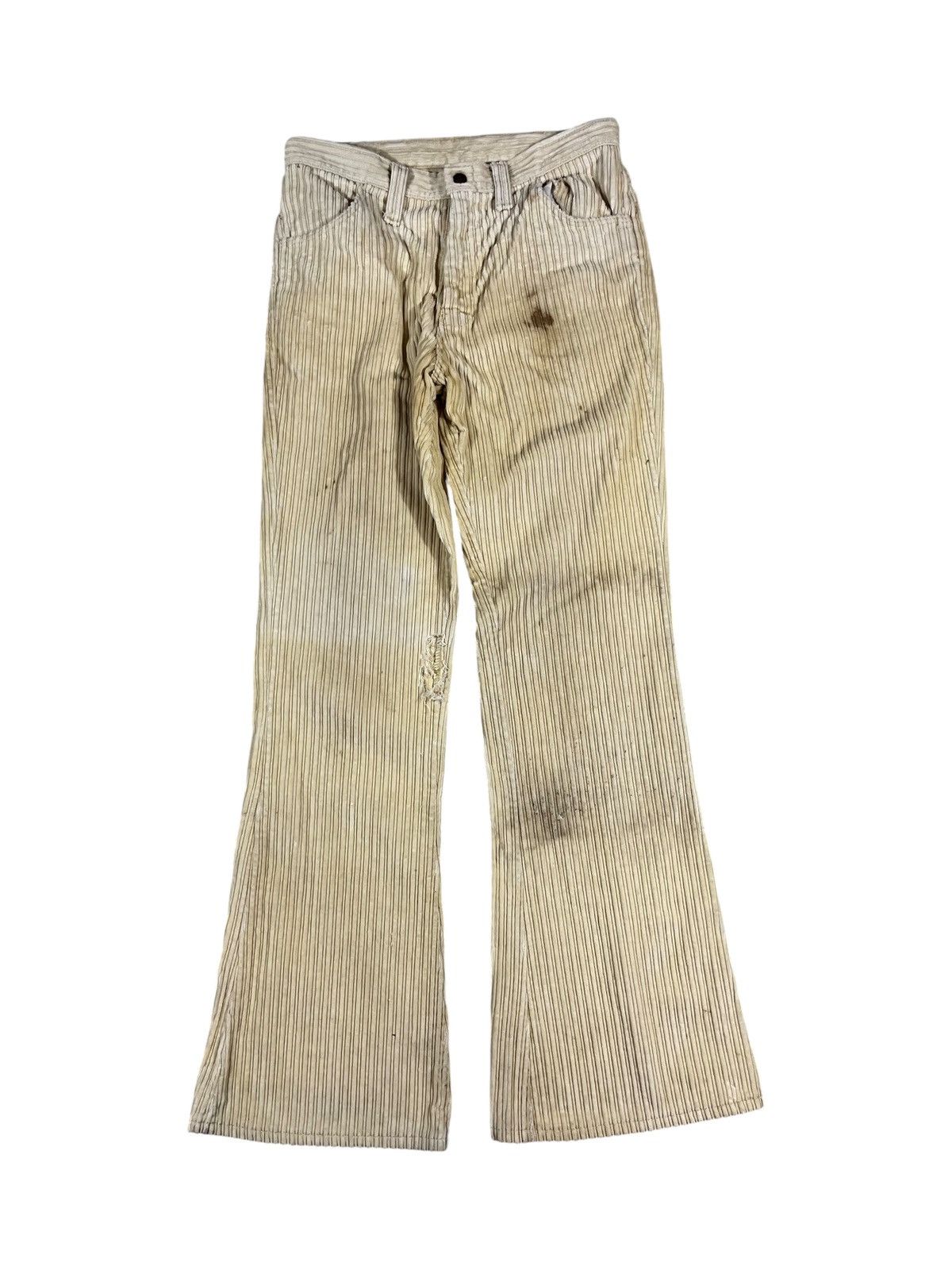 Vintage Vintage 70s Dirty White Wide Whale Corduroy Flared Pants Size US 32 / EU 48 - 1 Thumbnail