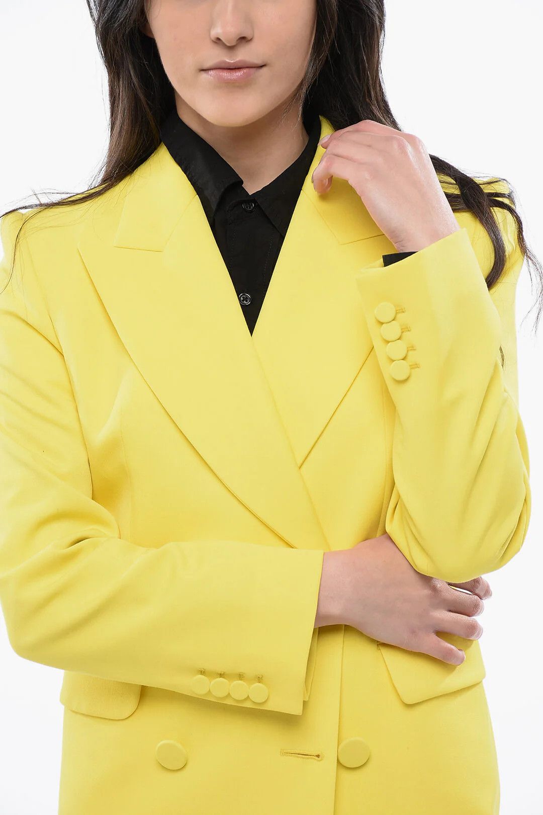 Alexander McQueen og1mm0426 Wool Double-Breasted Blazer in Yellow Size S / US 4 / IT 40 - 3 Thumbnail