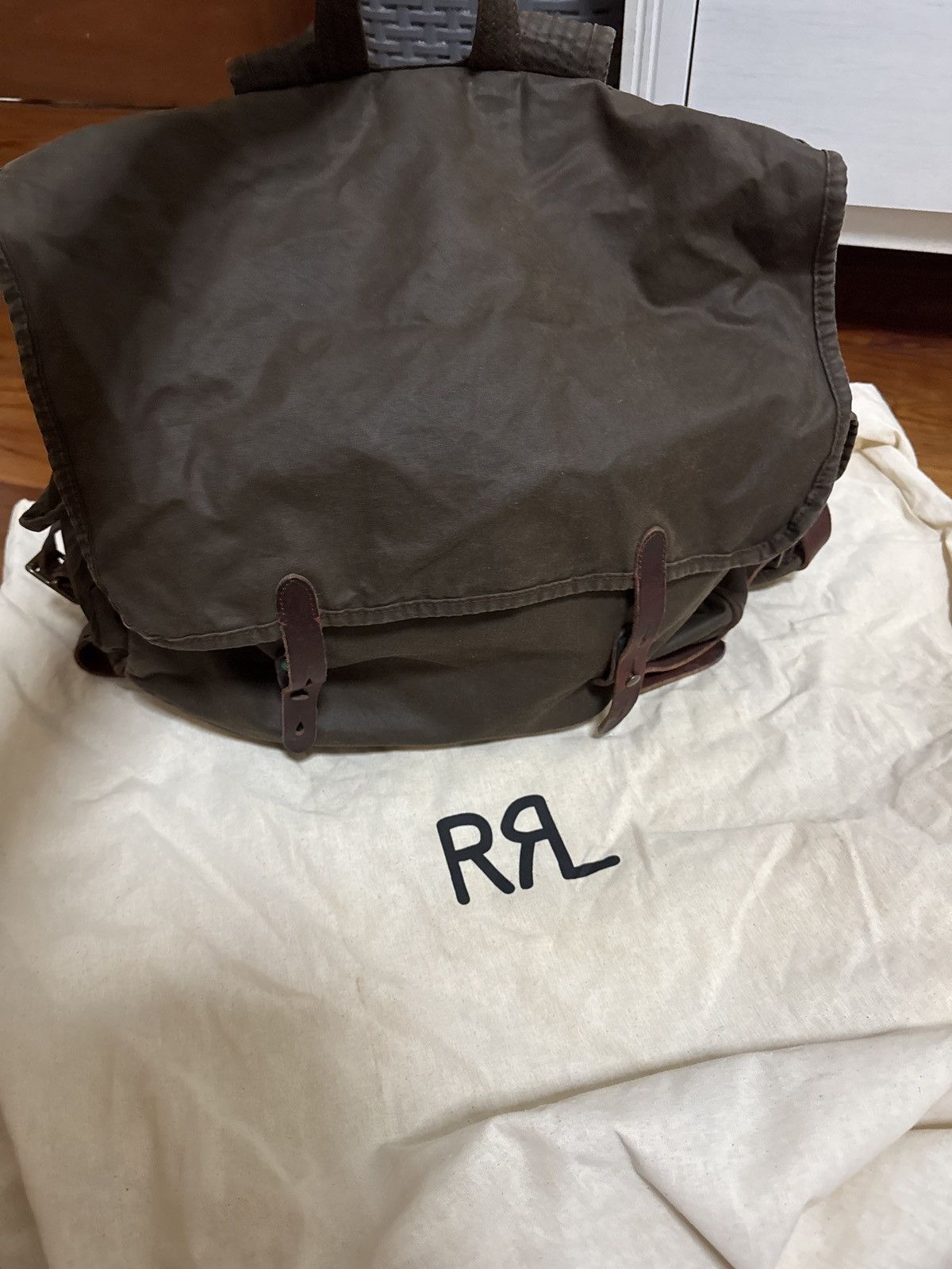RRL Ralph Lauren DOUBLE RL (RRL) Leather Trim Oiled Cloth Backpack FW22 Size ONE SIZE - 9 Thumbnail
