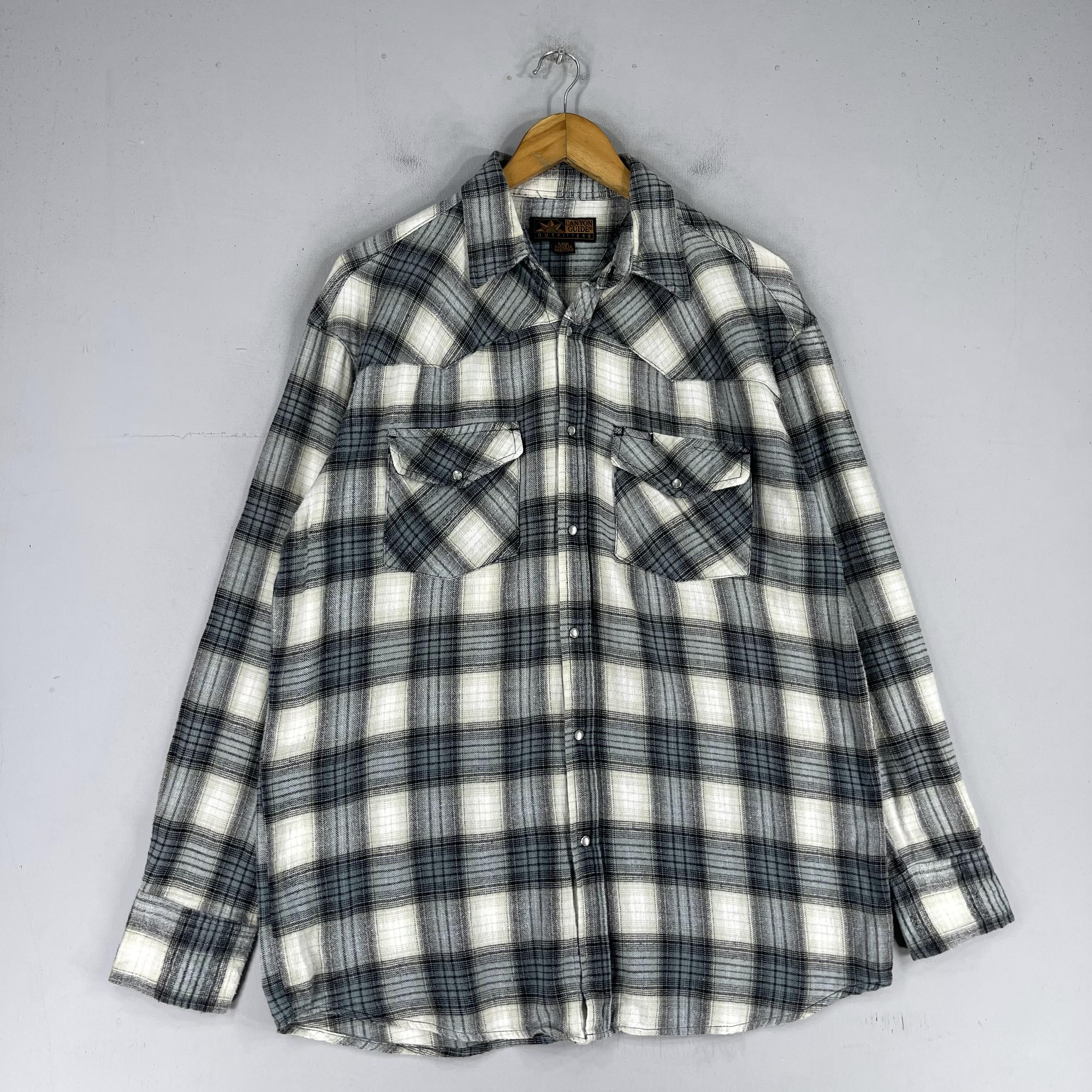 Flannel × Japanese Brand Vintage Plaid Checkered Shadow Black/Gray Western Shirt Size US L / EU 52-54 / 3 - 3 Thumbnail