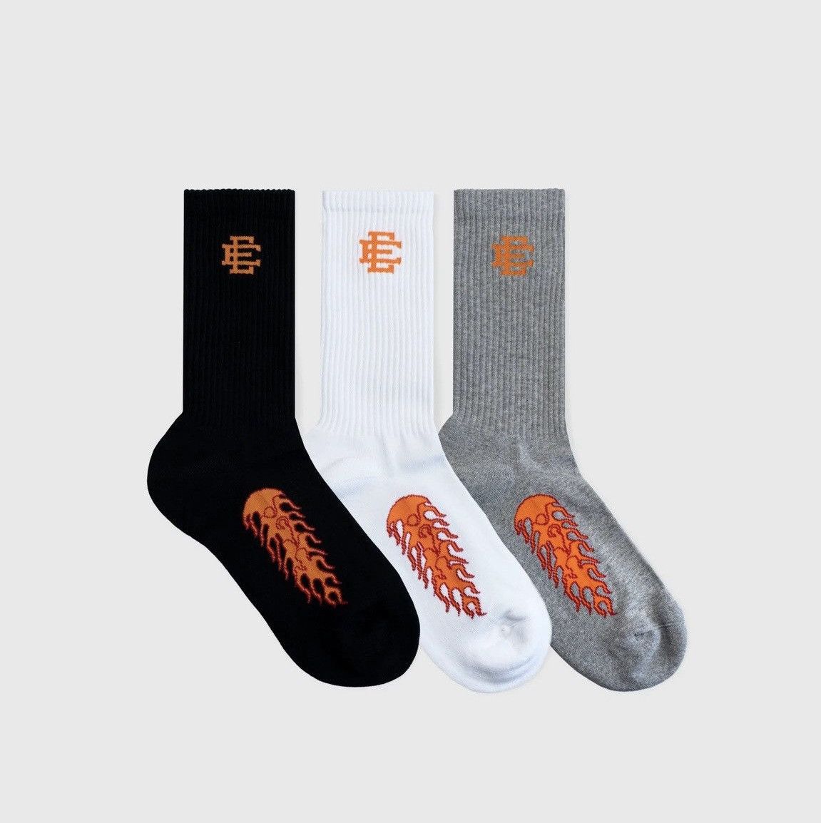 Eric Emanuel Eric Emanuel EE 3 pack grey black white flame socks Size ONE SIZE - 1 Thumbnail