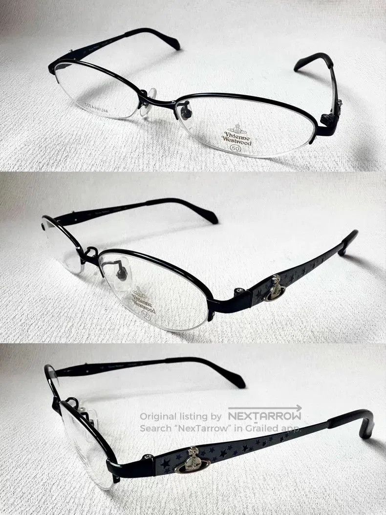 Vivienne Westwood Vivienne Westwood Black Blue Semi-Frame Star Saturn Glasse Size ONE SIZE - 3 Thumbnail