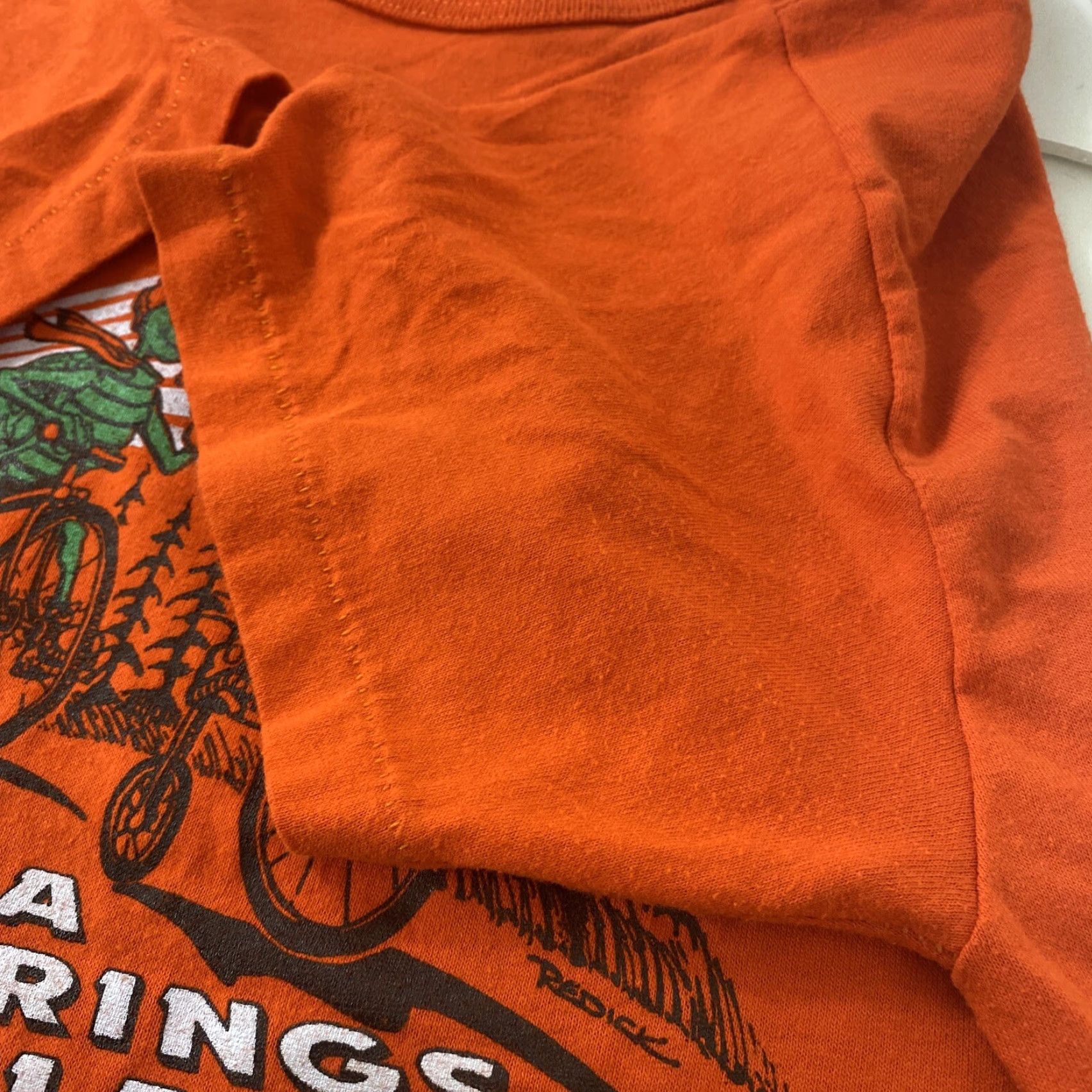 Russell Athletic VINTAGE Men’s M T-Shirt Orange Chena Hot Springs Bike Classic Turtles USA 1980s Redick Art Mens Newrch Sleeve Short Cotton Blend White? Size US M / EU 48-50 / 2 - 7 Thumbnail