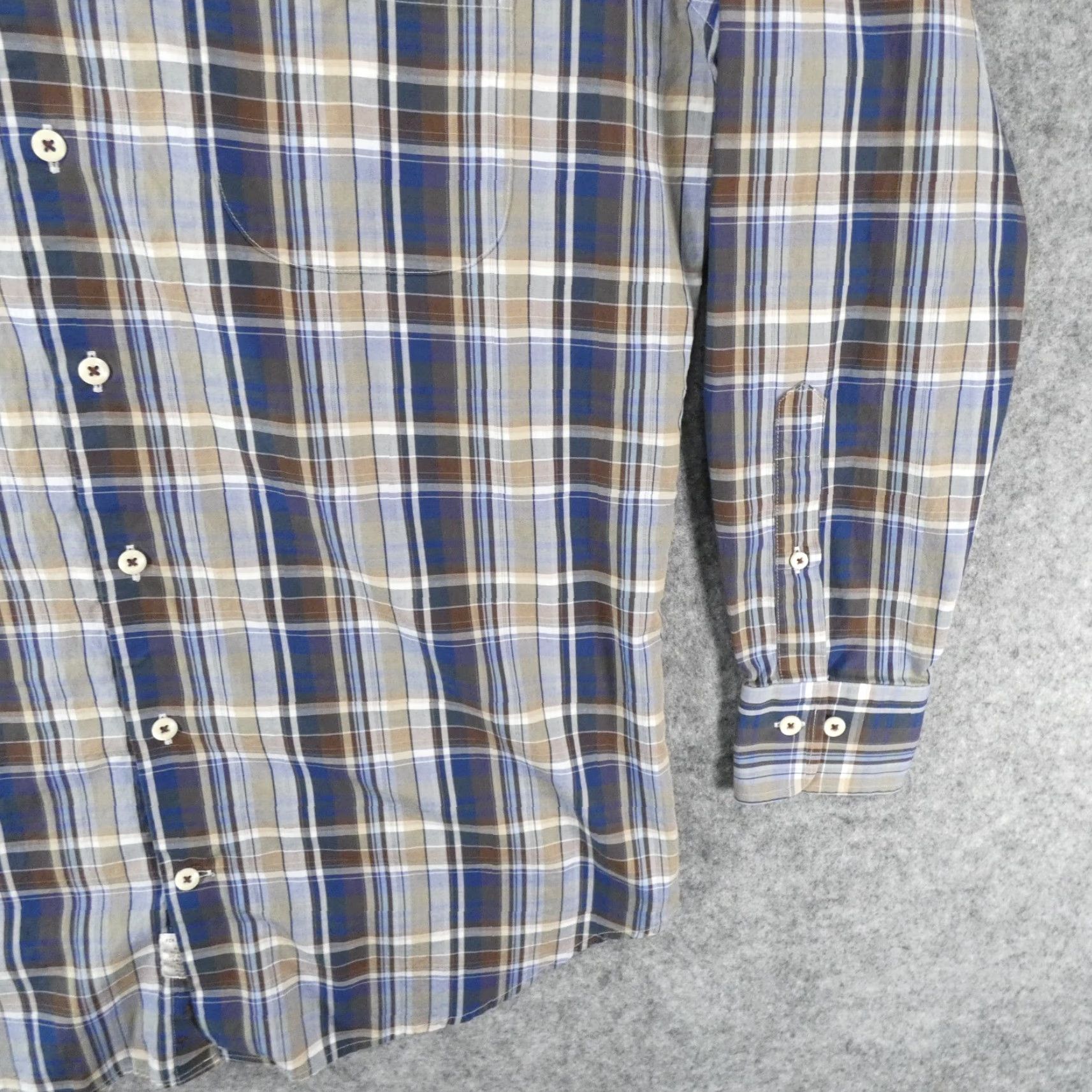 Peter Millar Peter Millar Shirt Mens Medium Long Sleeve Button-Up Plaid Brown Blue Size US M / EU 48-50 / 2 - 5 Thumbnail