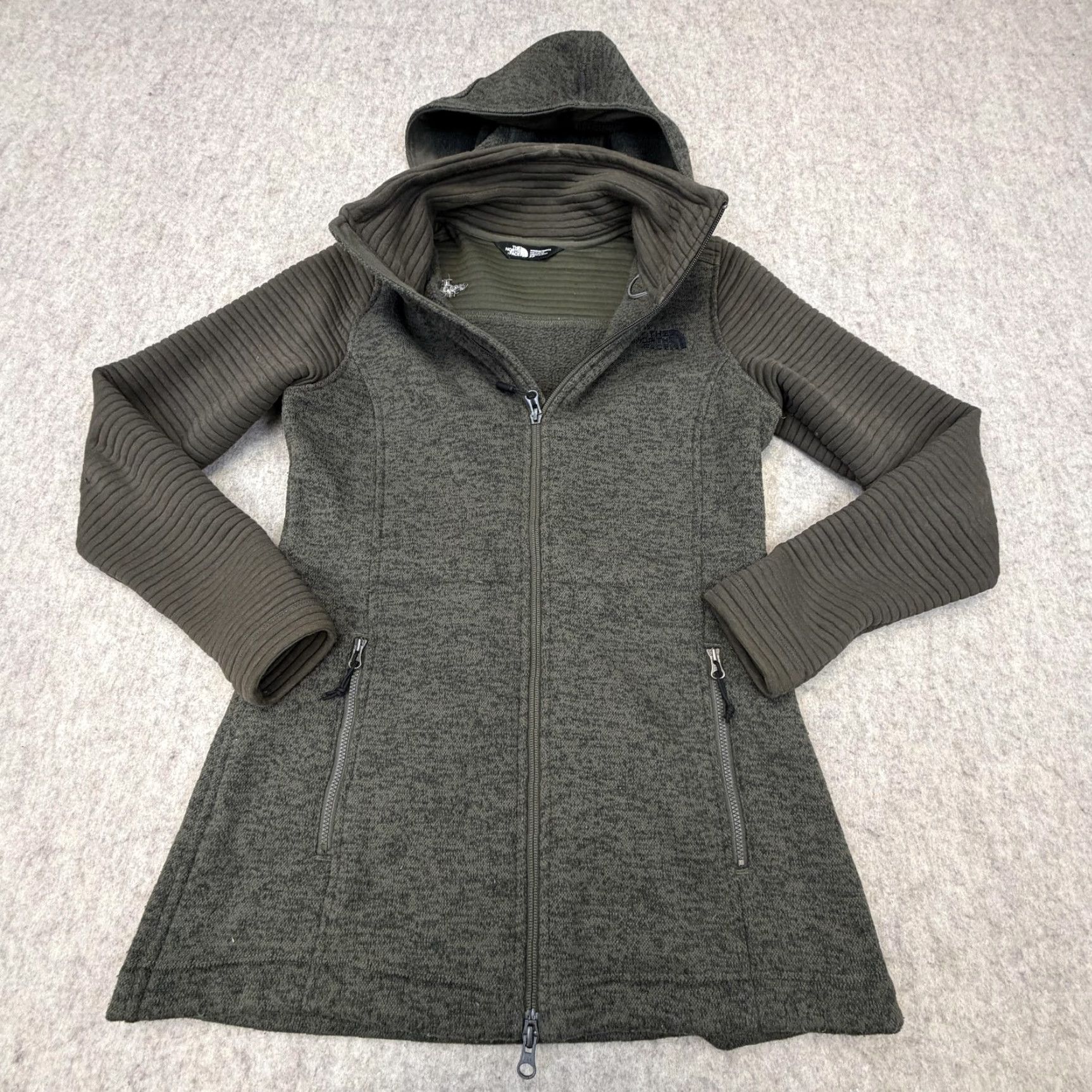 The North Face The North Face Jacket Womens Small Gray Fleece Hooded Full Zip Ribbed Sleeves Size S / US 4 / IT 40 - 6 Thumbnail