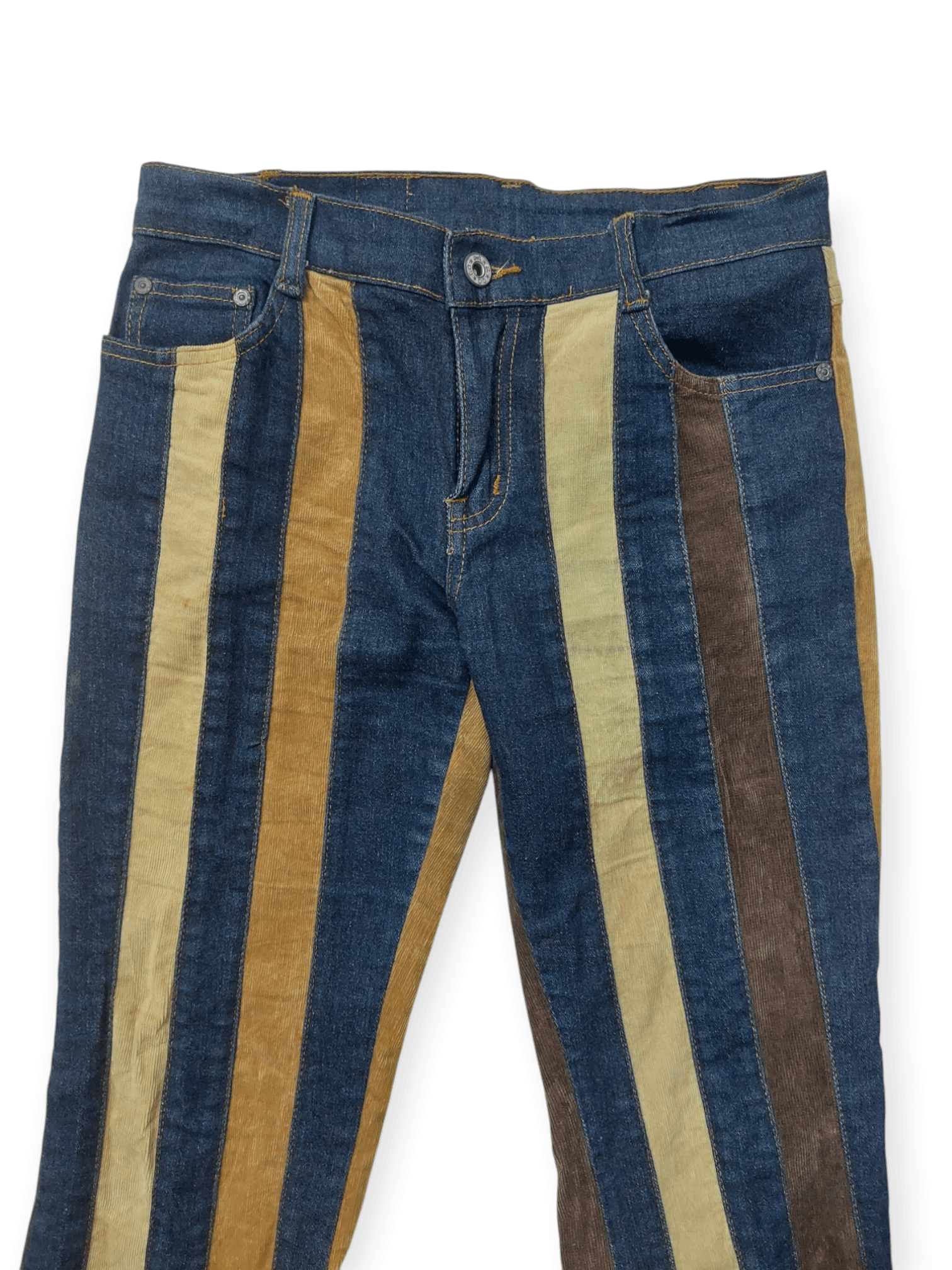 Vintage 🔥Super Flare Japan A.CO.CO Multi Stripe Jeans Size 26" / US 2 / IT 38 - 3 Thumbnail