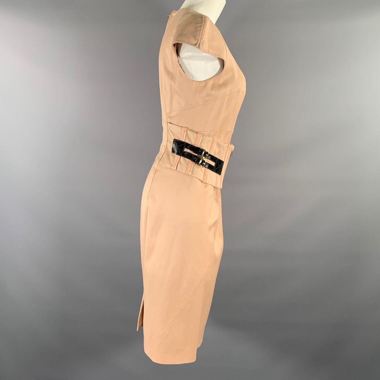 Dolce & Gabbana DOLCE & GABBANA Size M Tan Sheath Knee-Length Dress Size L / US 10 / IT 46 - 3 Thumbnail