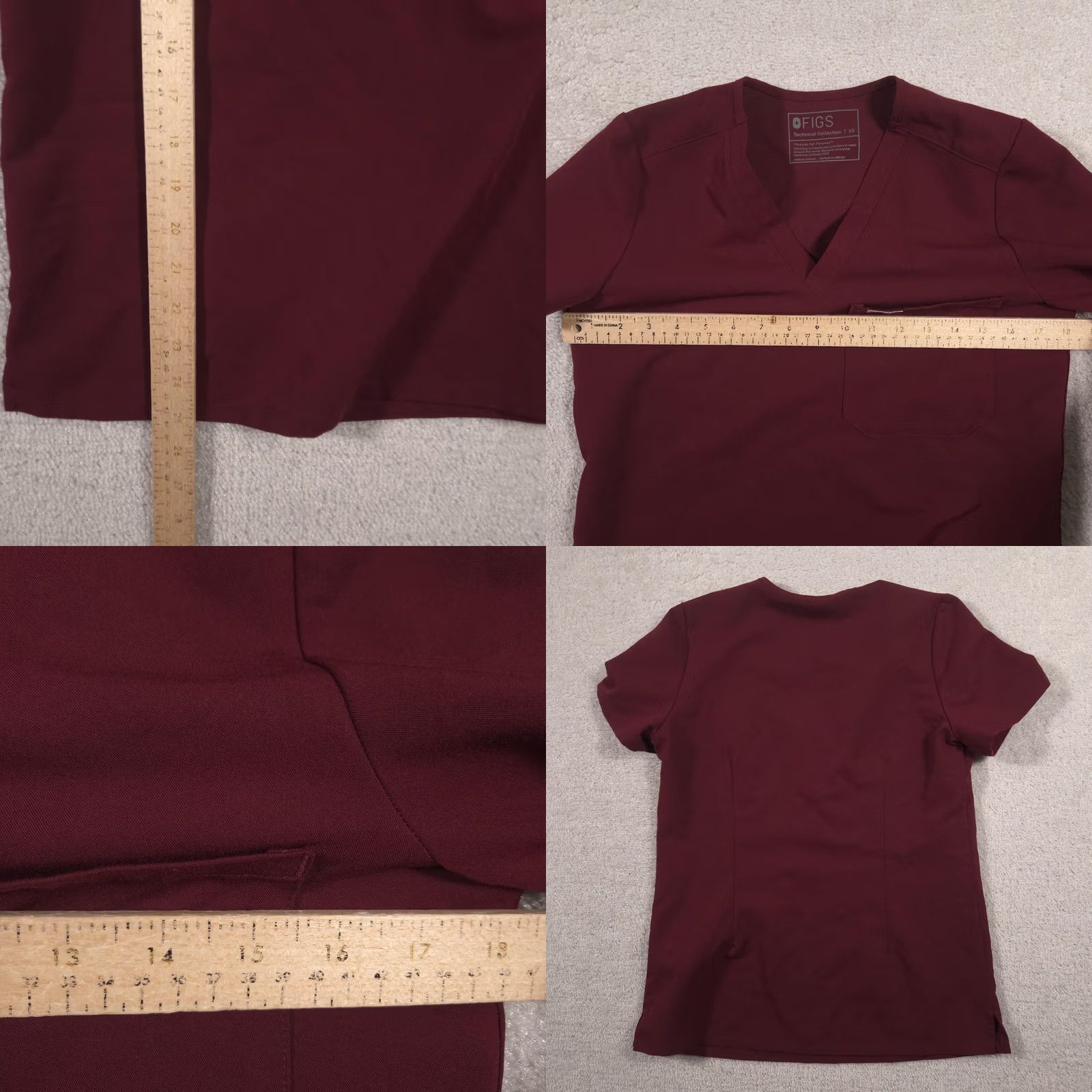 Vintage FIGS Scrub Top Womens XS Red Technical Collection V Neck Pocket Medical Nursing Shirt Short Sleeve Size XS / US 0-2 / IT 36-38 - 8 Thumbnail