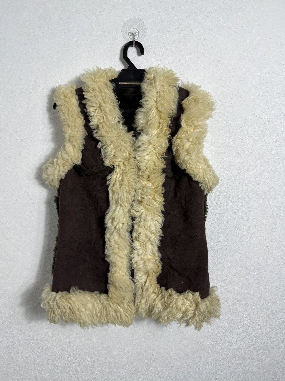 KMRii VINTAGE Sheepskin Fur Vest In Dark Maroon Size US S / EU 44-46 / 1 - 1 Thumbnail