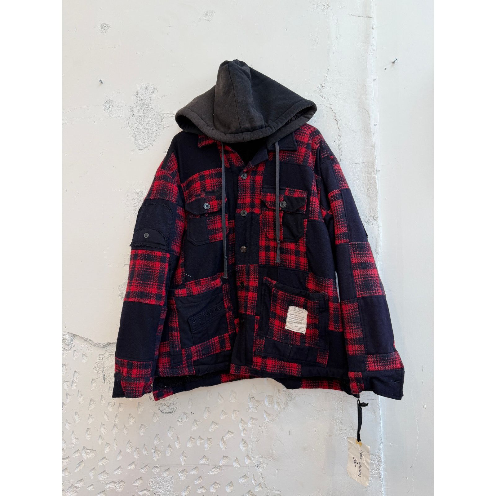 Greg Lauren Greg Lauren SAMPLE Scrapwork Sailor Plaid Boxy Hooded Jacket Size US XL / EU 56 / 4 - 1 Thumbnail