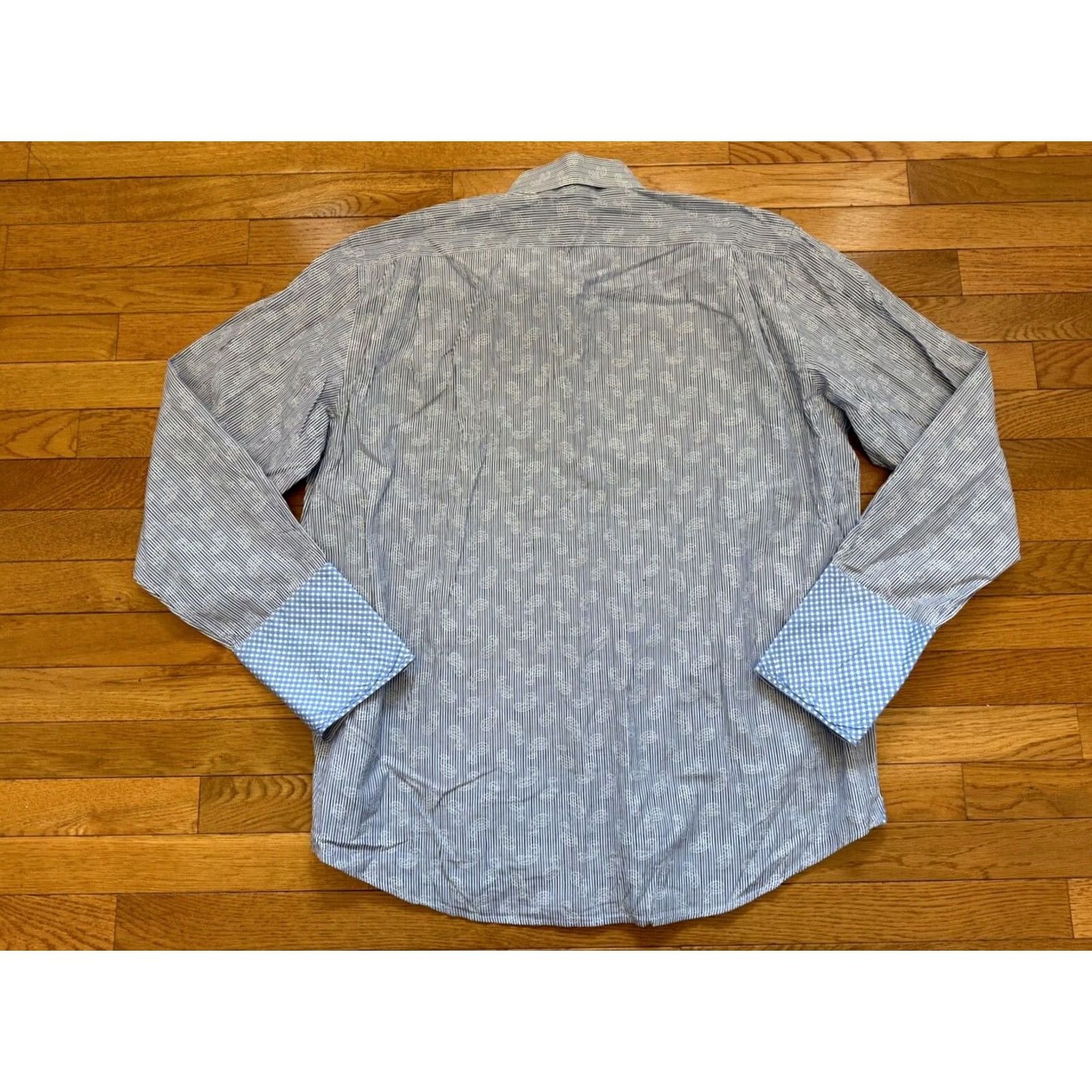 Robert Graham Robert Graham Shirt Mens 44 17 1/2 Blue Striped French Cuff Button Up Top EUC Size US XXL / EU 58 / 5 - 6 Thumbnail