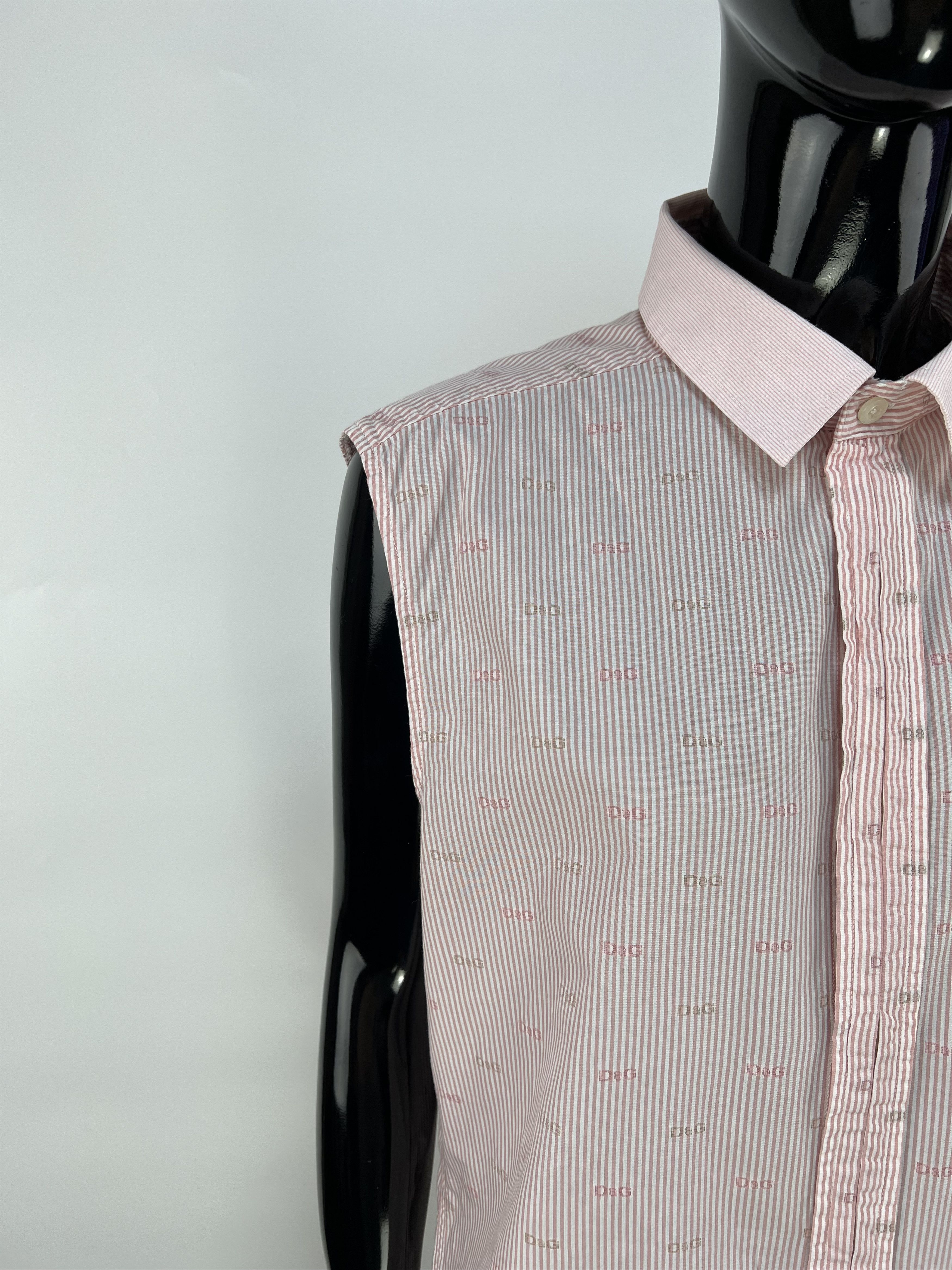 Dolce & Gabbana Dolce Gabbana Logo Sleeveless Stripe Button Up Shirt Size US L / EU 52-54 / 3 - 4 Thumbnail