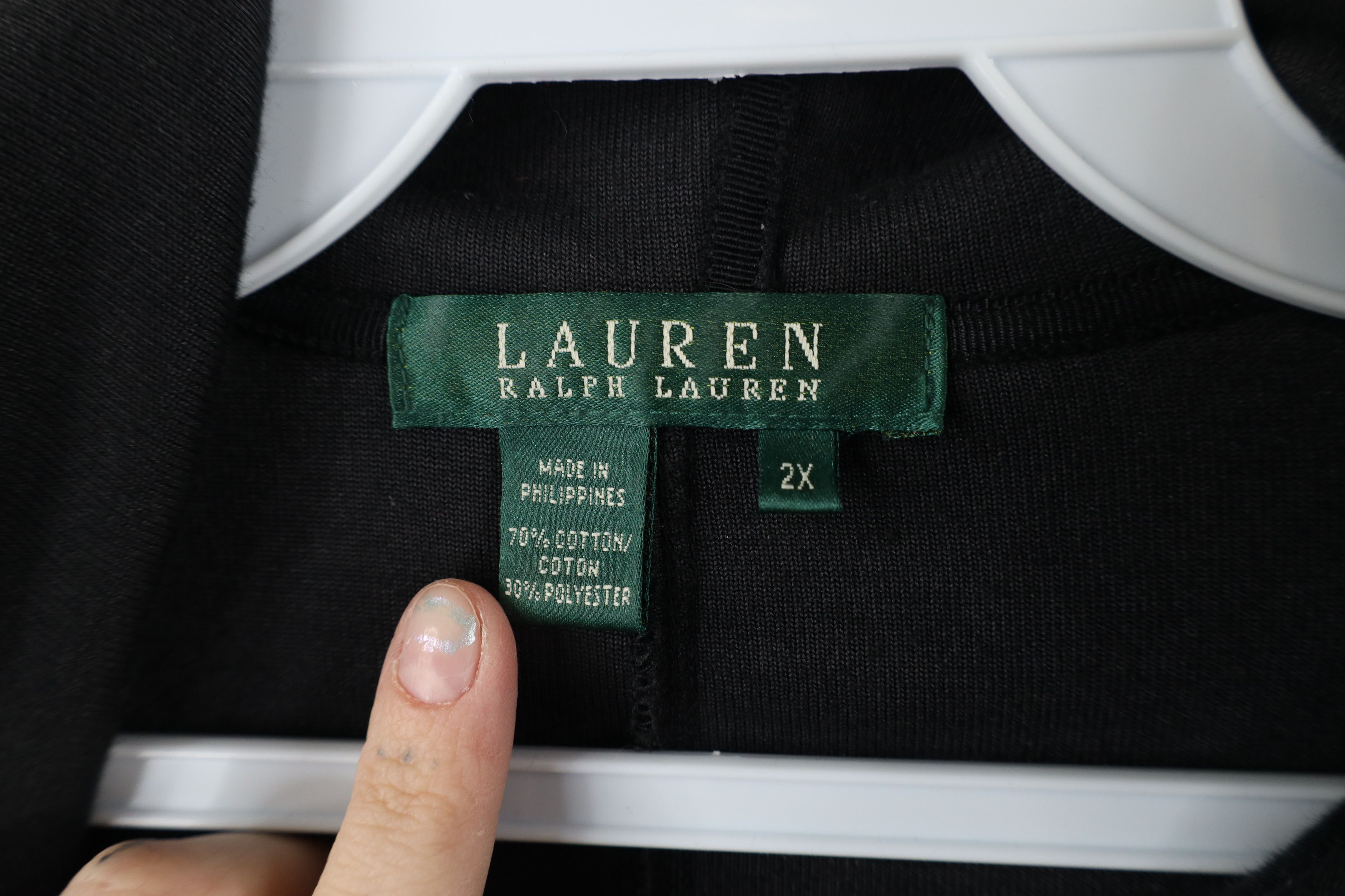 Ralph Lauren × Vintage Vintage 90s Ralph Lauren Full Zip Hoodie Sweatshirt Black Size XXL / US 16-18 / IT 52-54 - 5 Thumbnail