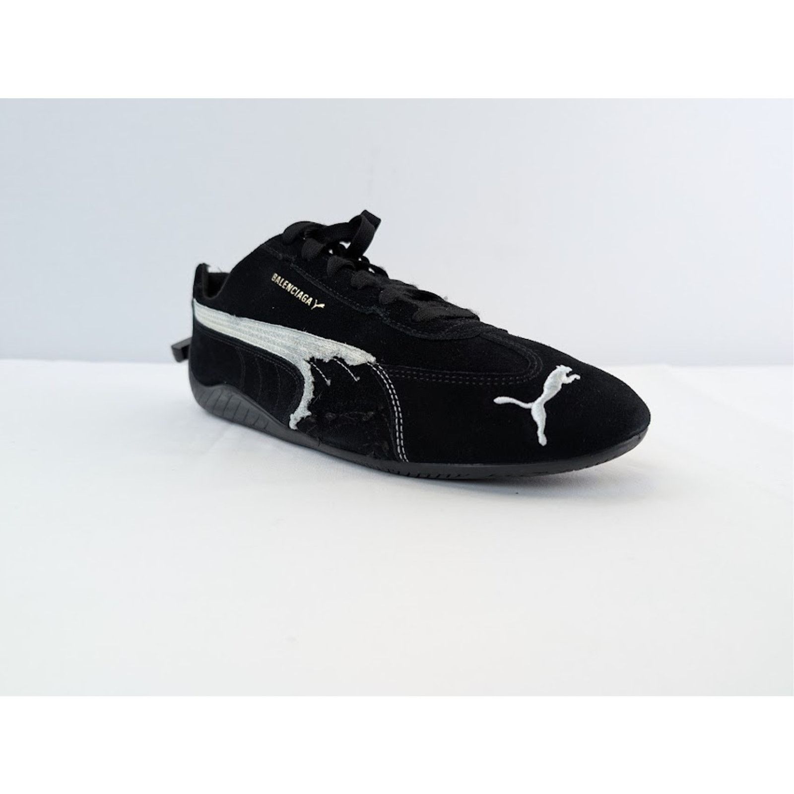 Balenciaga × Puma o1rshd1 Q:3 / Speedcat Destroyed Low Top Sneaker Black/White Size US 13 / EU 46 - 2 Thumbnail
