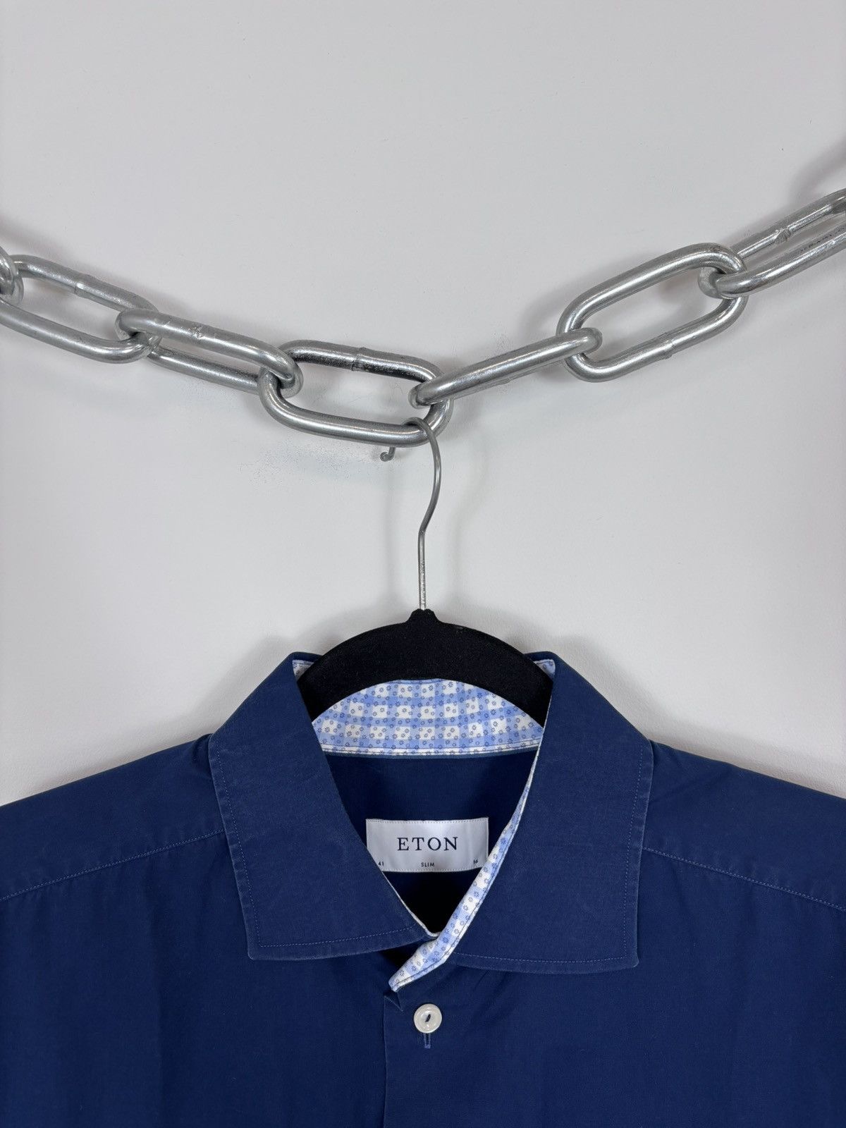 Eton Eton Men’s Slim Fit Blue Button Up Long Sleeve Dress Shirt Size US L / EU 52-54 / 3 - 4 Thumbnail