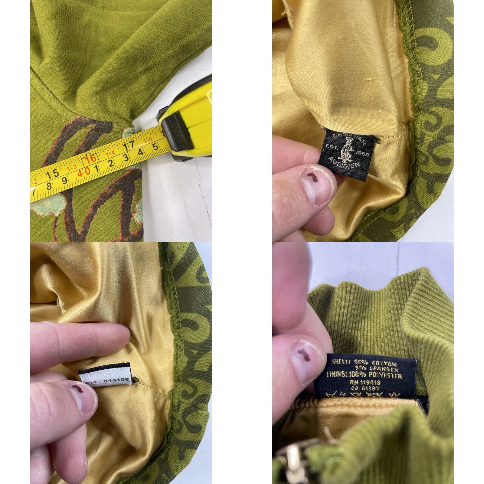 Vintage VINTAGE Christian Audigier Sweatshirt Full Zip Women S Green Jewel Accents 90s Activewear Size S / US 4 / IT 40 - 8 Thumbnail