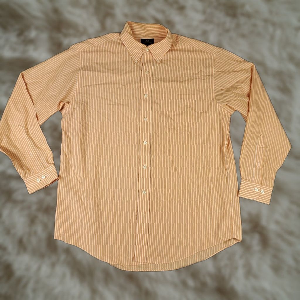 Brooks Brothers Brooks Brothers Shirt Mens Large Orange Striped Button-Up Long Sleeve Button-Down Collared Cotton Woven Classic Preppy American Casual Workwear Size US L / EU 52-54 / 3 - 1 Thumbnail