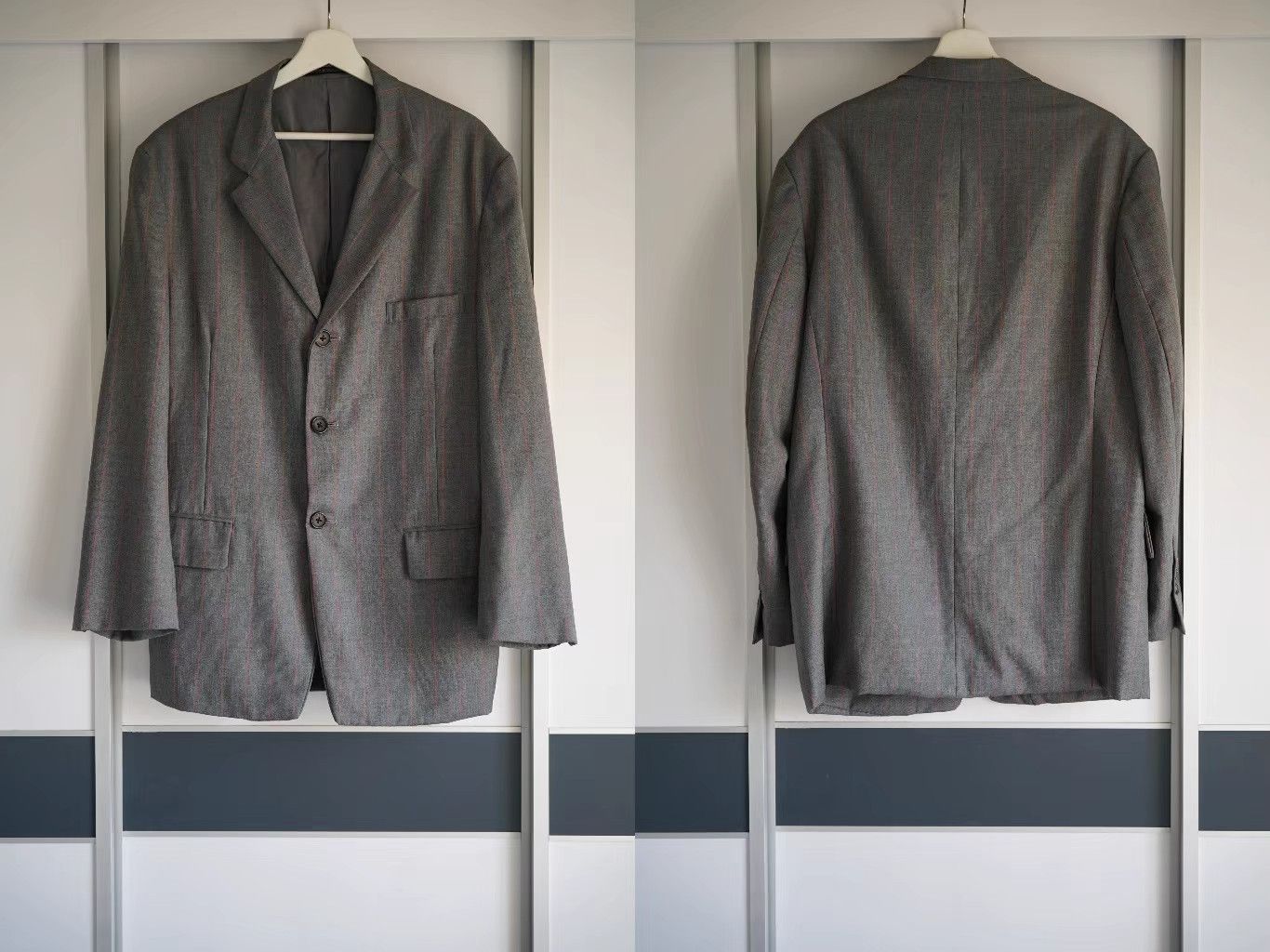 Yohji Yamamoto Yohji Yamamoto 95aw Gray & Orange Stripe Suit Set K4 Size US S / EU 44-46 / 1 - 2 Thumbnail