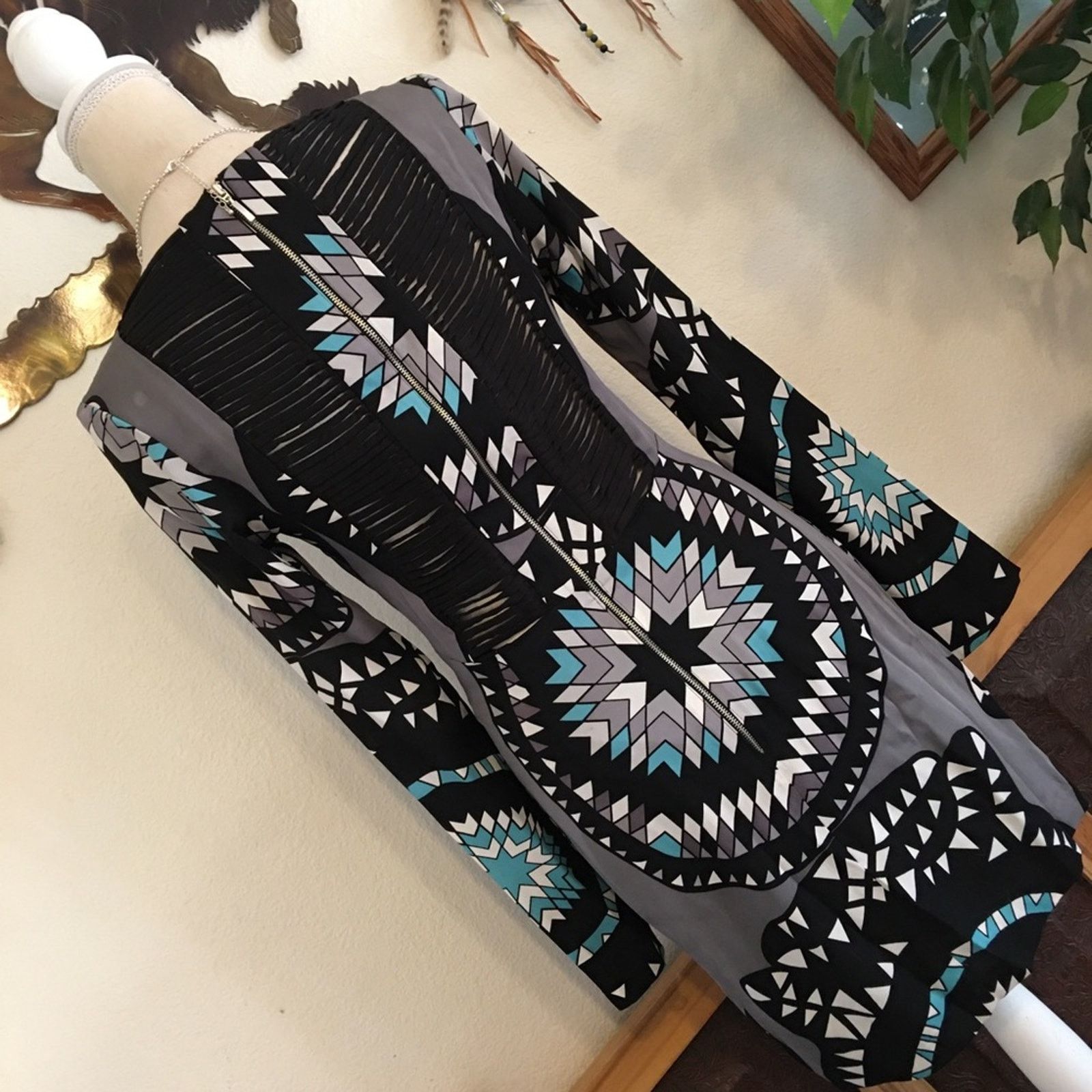 Mara Hoffman Mara Hoffman tribal print long sleeve silk dress Size S / US 4 / IT 40 - 4 Thumbnail