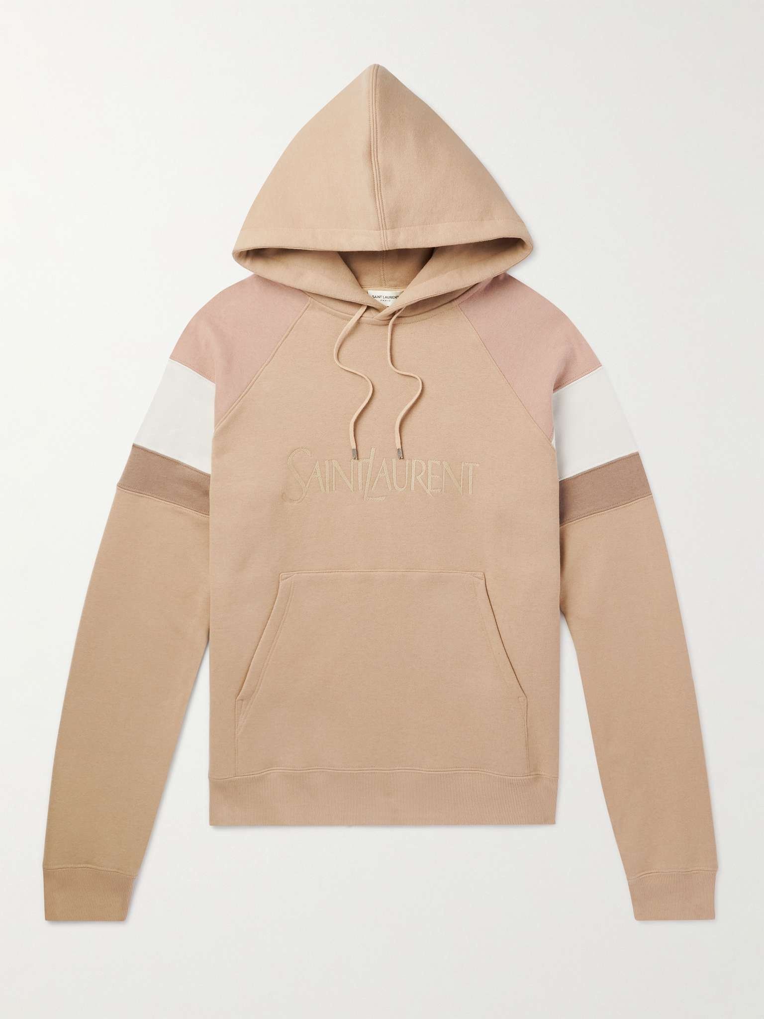 Saint Laurent Paris Colour-Block Logo-Embroidered Cotton-Jersey Hoodie Size US XS / EU 42 / 0 - 1 Thumbnail