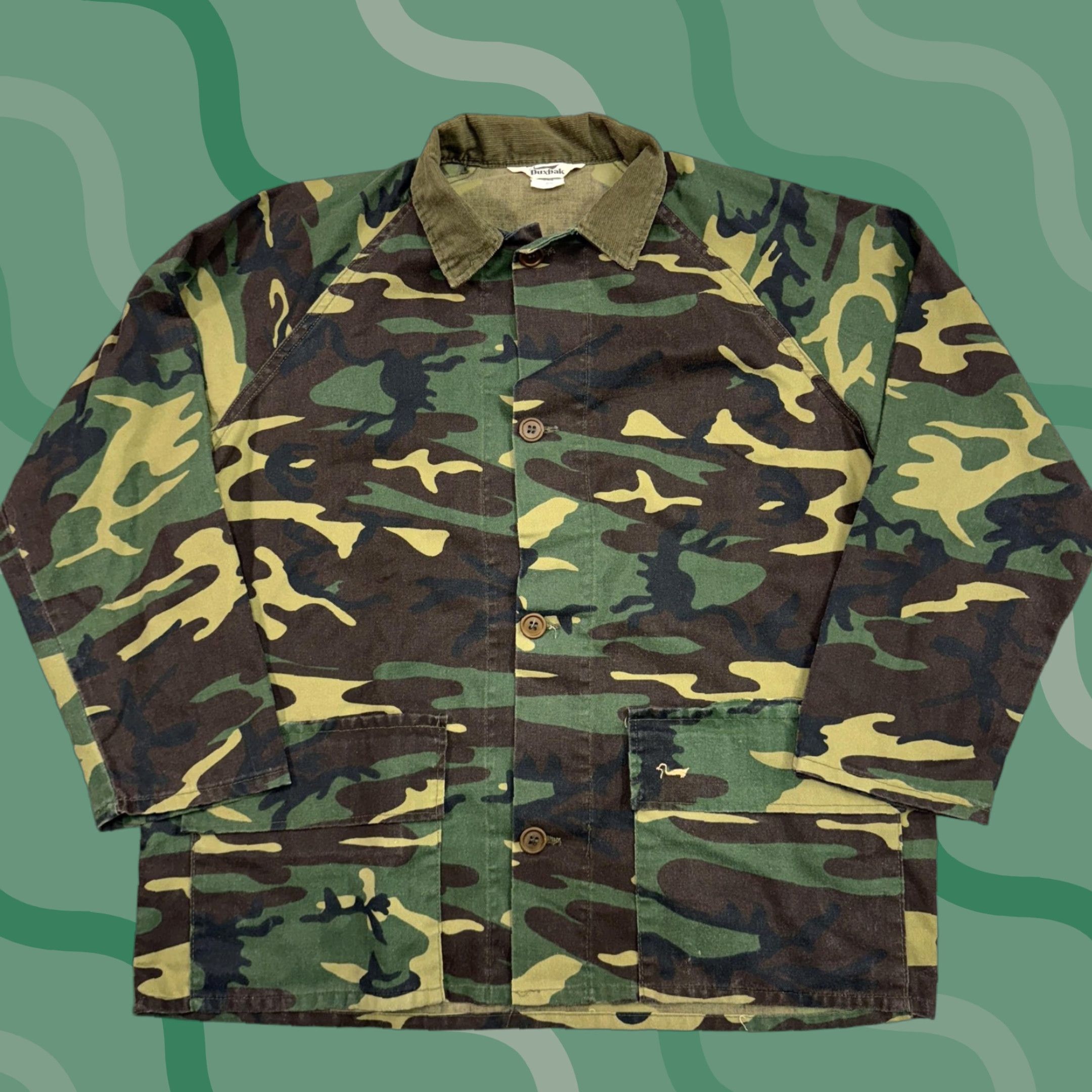Vintage Vintage Duxbak Jacket Mens Large Camo Hunting Camouflage Corduroy Collar USA 90s Size US L / EU 52-54 / 3 - 1 Thumbnail