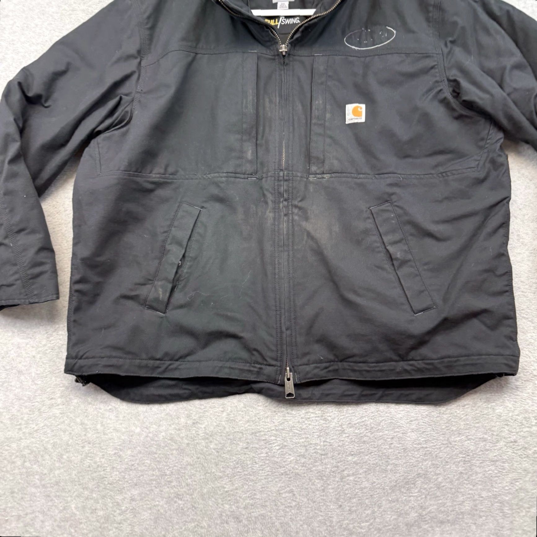 Carhartt VINTAGE Carhartt Jacket Mens 2XL Black Hooded Bomber Full Swing Canvas Zip Size US XXL / EU 58 / 5 - 3 Thumbnail