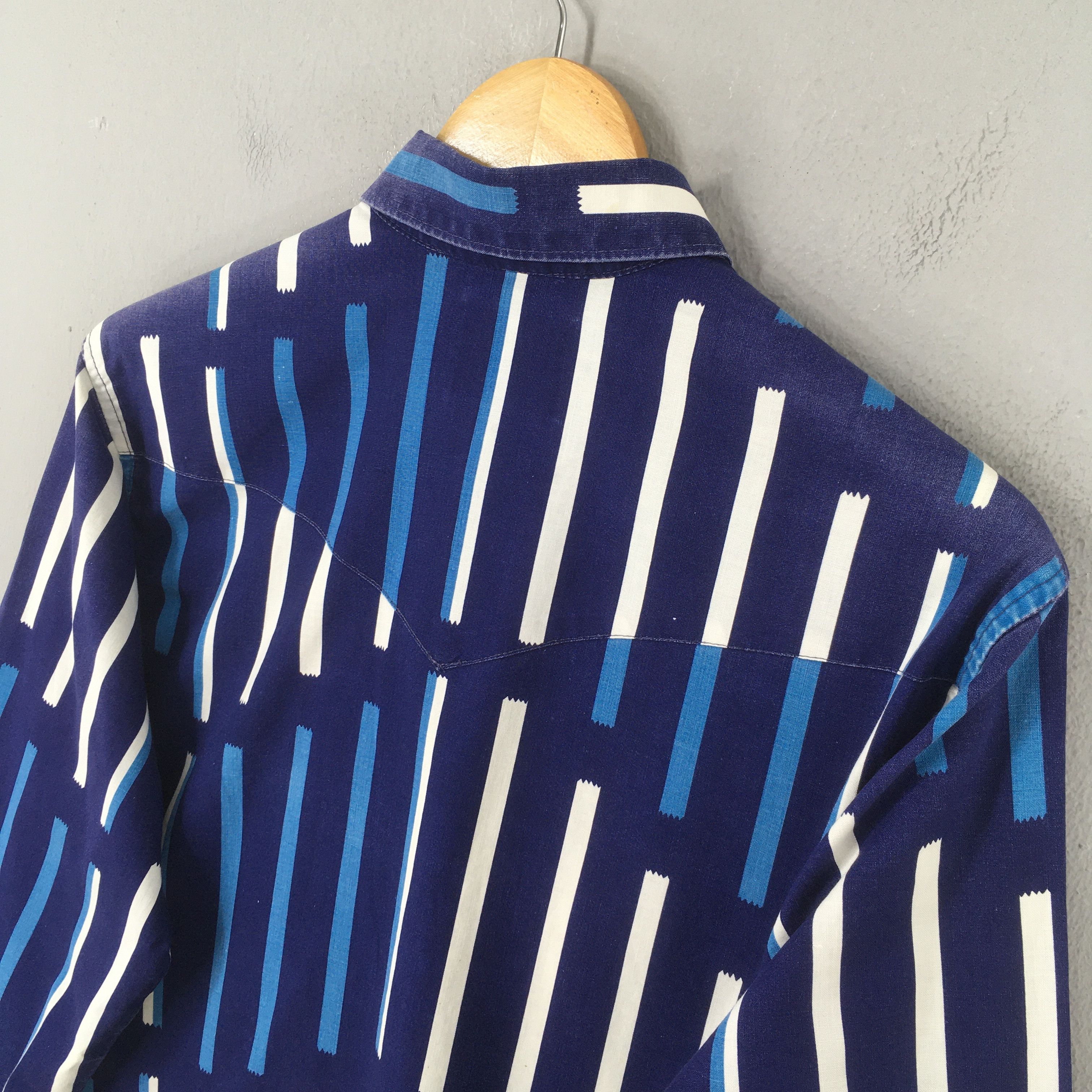 Wrangler Vintage 90s Wrangler Striped Blue Shirt Medium Size US M / EU 48-50 / 2 - 7 Thumbnail