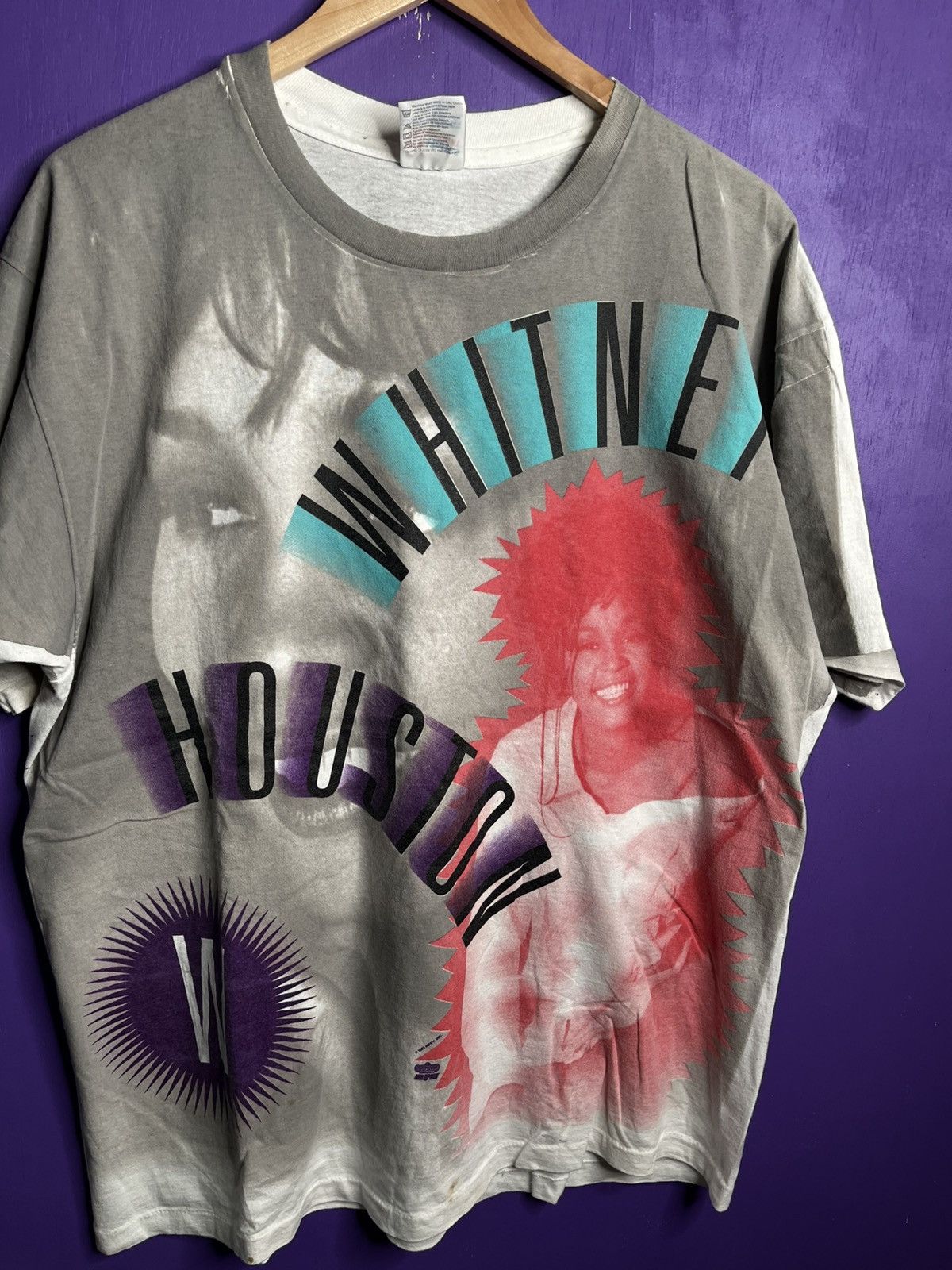Band Tees × Vintage Vintage 1993 Whitney Houston AOP t-shirt Size US XL / EU 56 / 4 - 3 Thumbnail