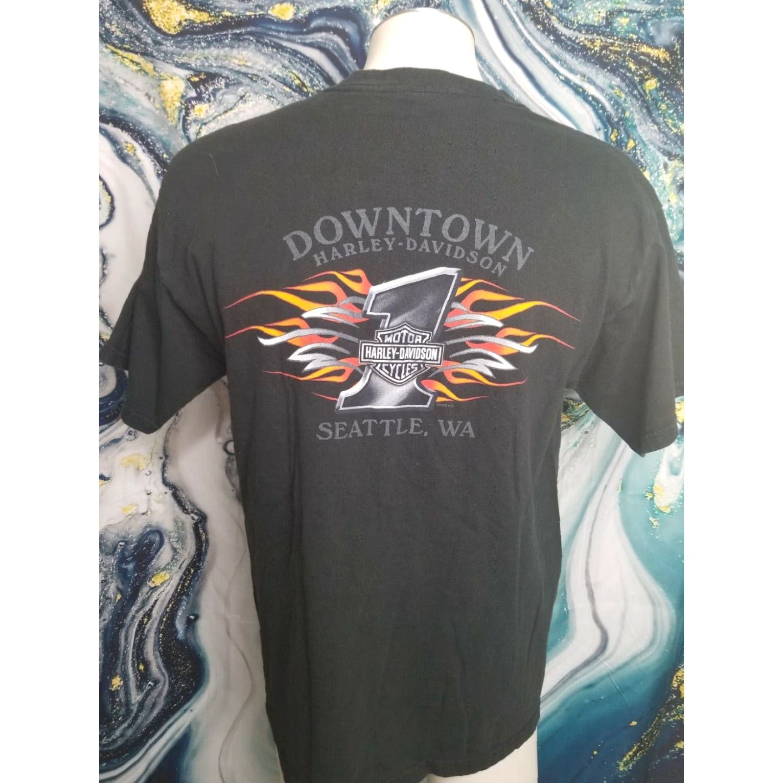 Harley Davidson Retro Harley-Davidson Seattle Washington Graphic T-Shirt Mens L Black 100% Cotton Crew Neck Short Sleeve Vintage 2004 Graphic Tee Size US L / EU 52-54 / 3 - 2 Thumbnail