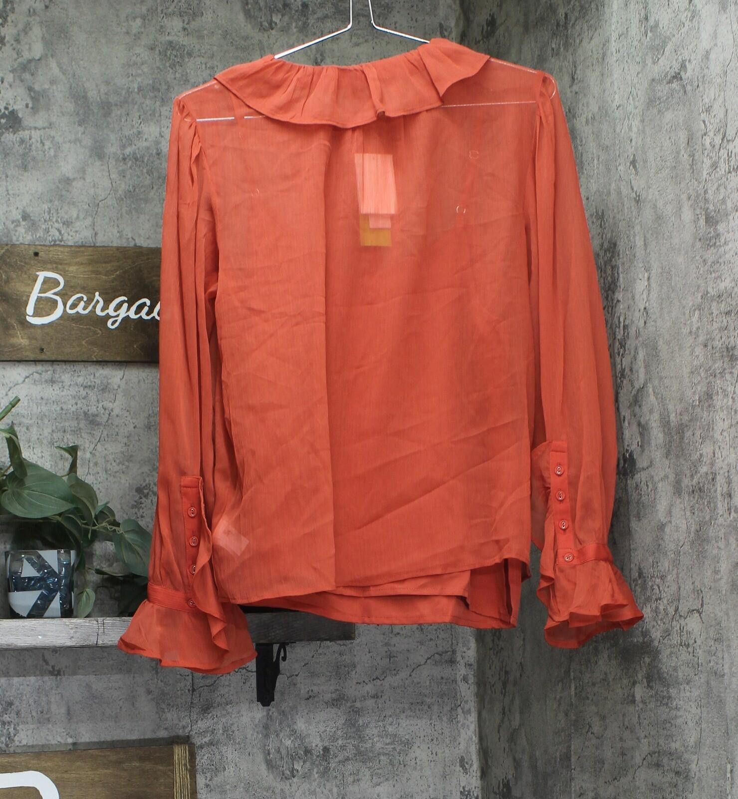 Other Nwt Sam Edelman Sleeve Button Front Top Blouse Red Orange S Size S / US 4 / IT 40 - 2 Thumbnail