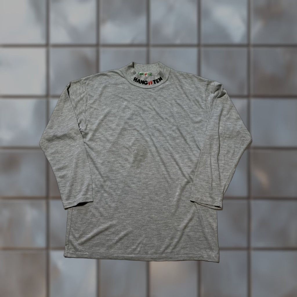Hang Ten VINTAGE Hang Ten T-Shirt Gray Footprint Mock Neck L/S 80s Made In Japan S Mens Girls? Size US S / EU 44-46 / 1 - 1 Thumbnail