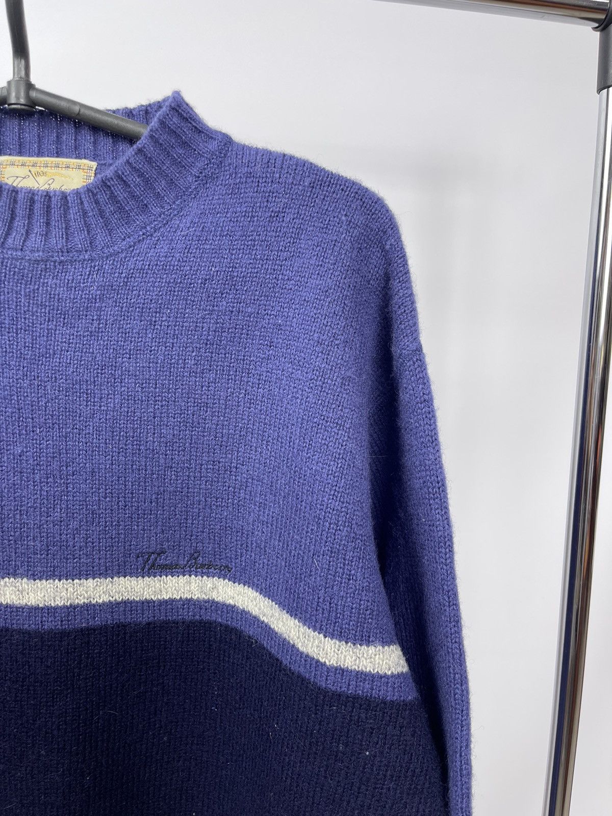 Burberry Thomas Burberry Sweater Knit Size M Blue 100% Wool Vintage Size US M / EU 48-50 / 2 - 2 Thumbnail