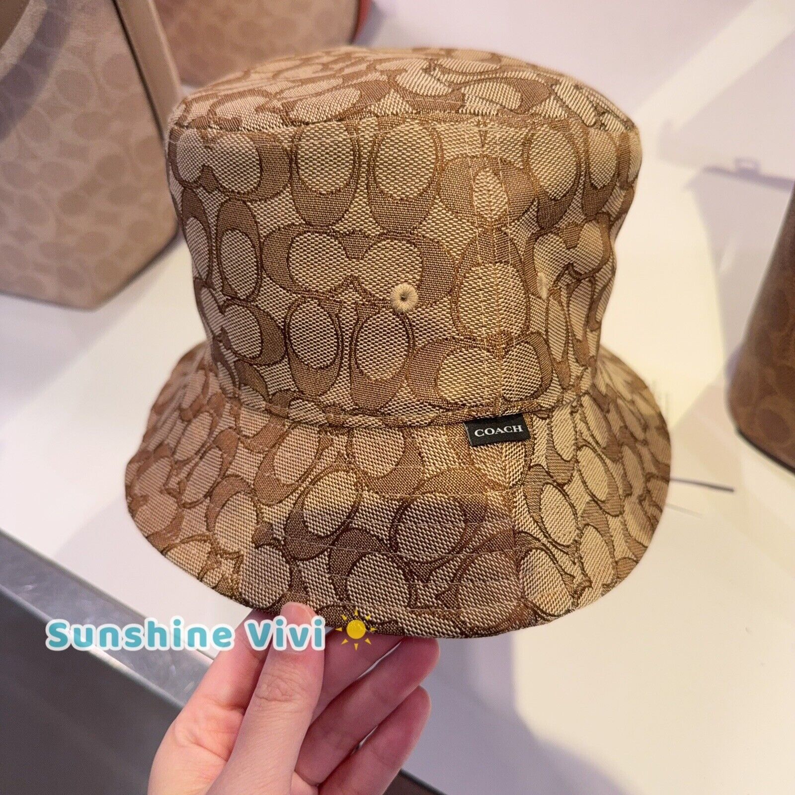 Coach NWT Coach Signature Jacquard Bucket Hat CH401 KHAKI M/L Size ONE SIZE - 1 Thumbnail