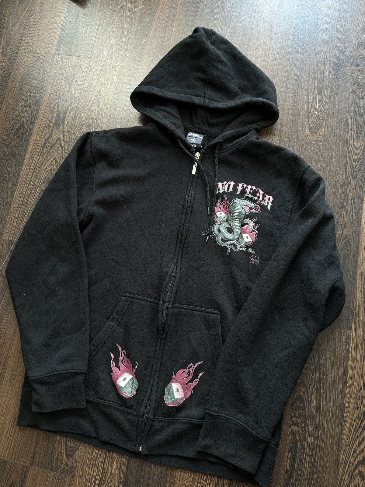 No Fear No Fear big print skulls Y2K distressed zip hoodie Size US XL / EU 56 / 4 - 3 Thumbnail