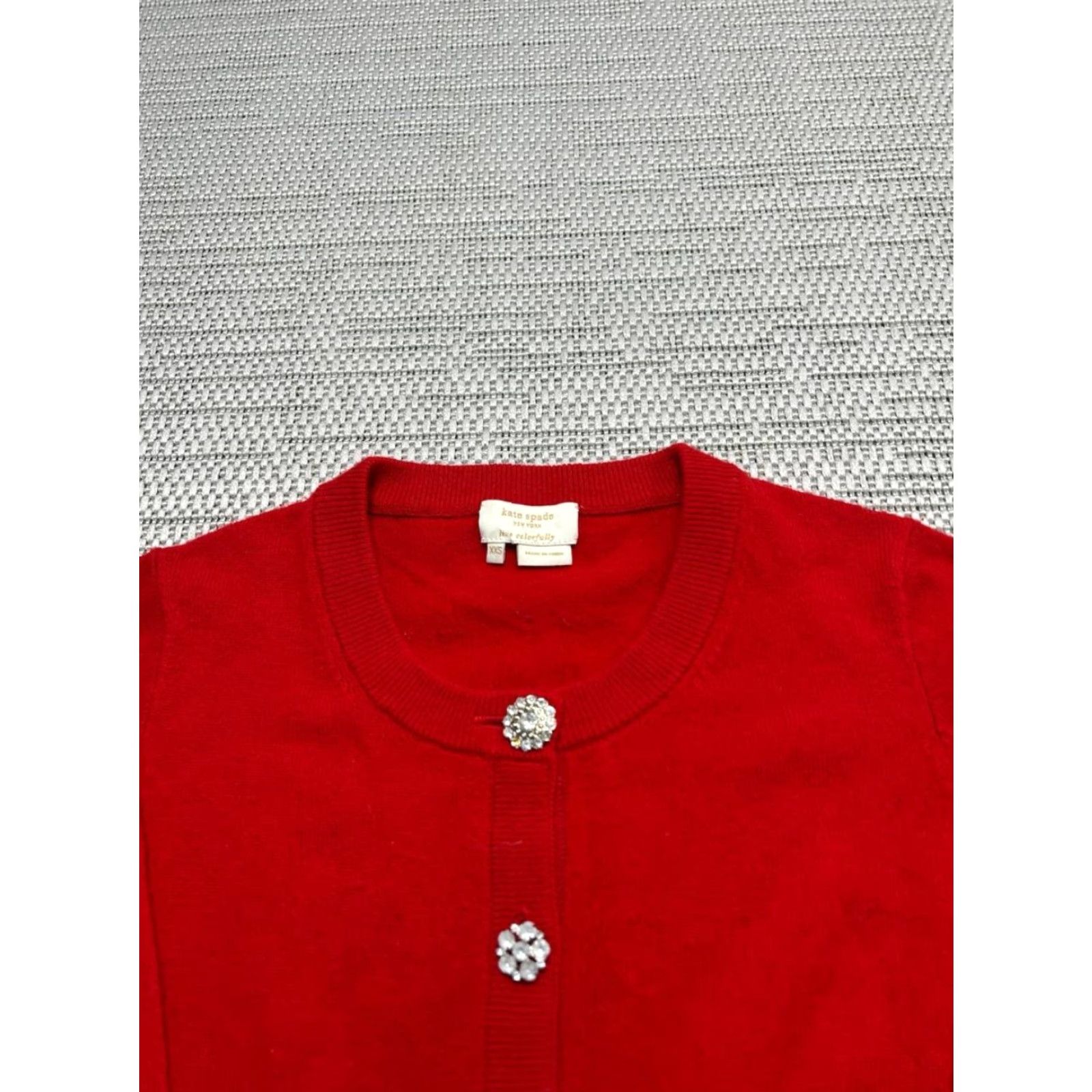 Vintage Kate Spade Sweater Womens Xxs Red Wool Knit Cardigan Size XXS / US 00 / IT 34 - 2 Thumbnail