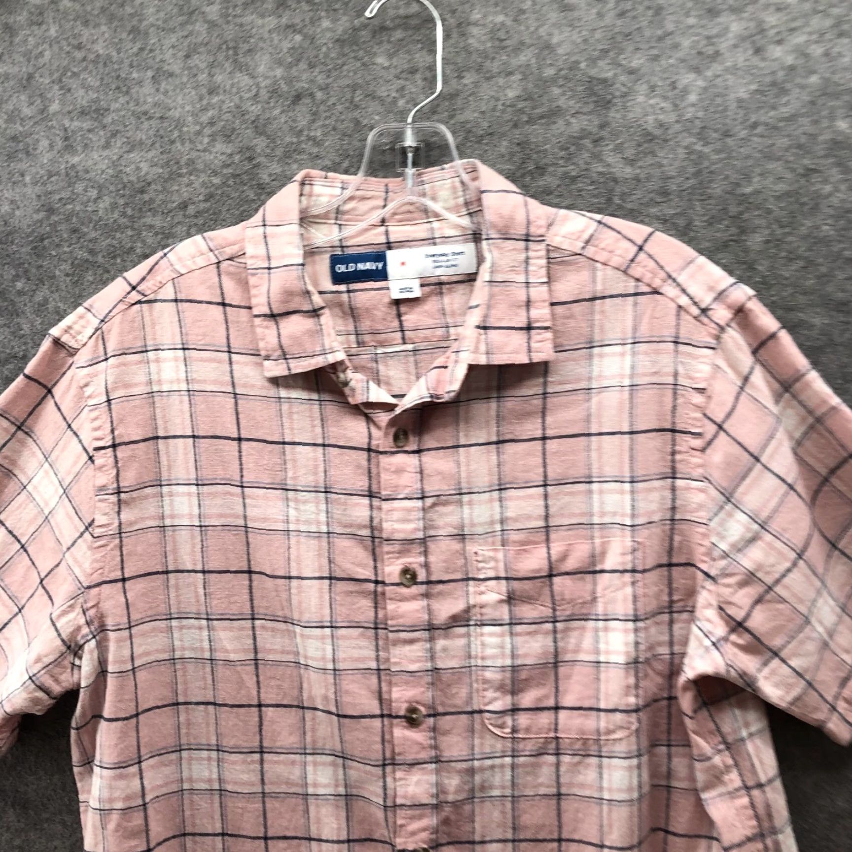 Old Navy Old Navy Shirt Mens M Pink Plaid Linen Blend Short Sleeve Button Up White Size US M / EU 48-50 / 2 - 3 Thumbnail