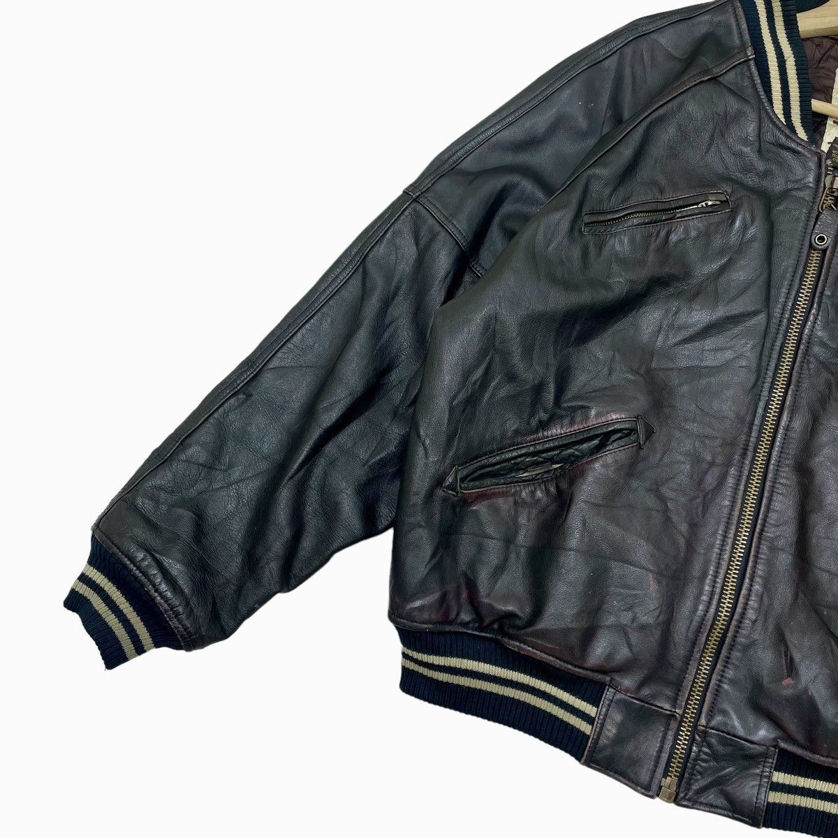 Avirex 🔥Vtg Avirex America Varsity USA Track Field Leather Jacket Size US L / EU 52-54 / 3 - 4 Thumbnail