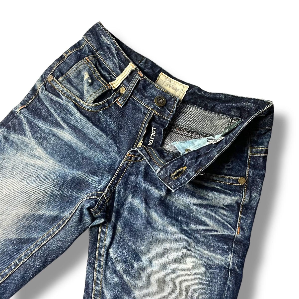 If Six Was Nine × Japanese Brand × Le Grande Bleu (L.G.B.) 🇯🇵 LOLITA WASHED EXOTIC BUCKLE VINTAGE DENIM PANTS Size US 30 / EU 46 - 7 Thumbnail