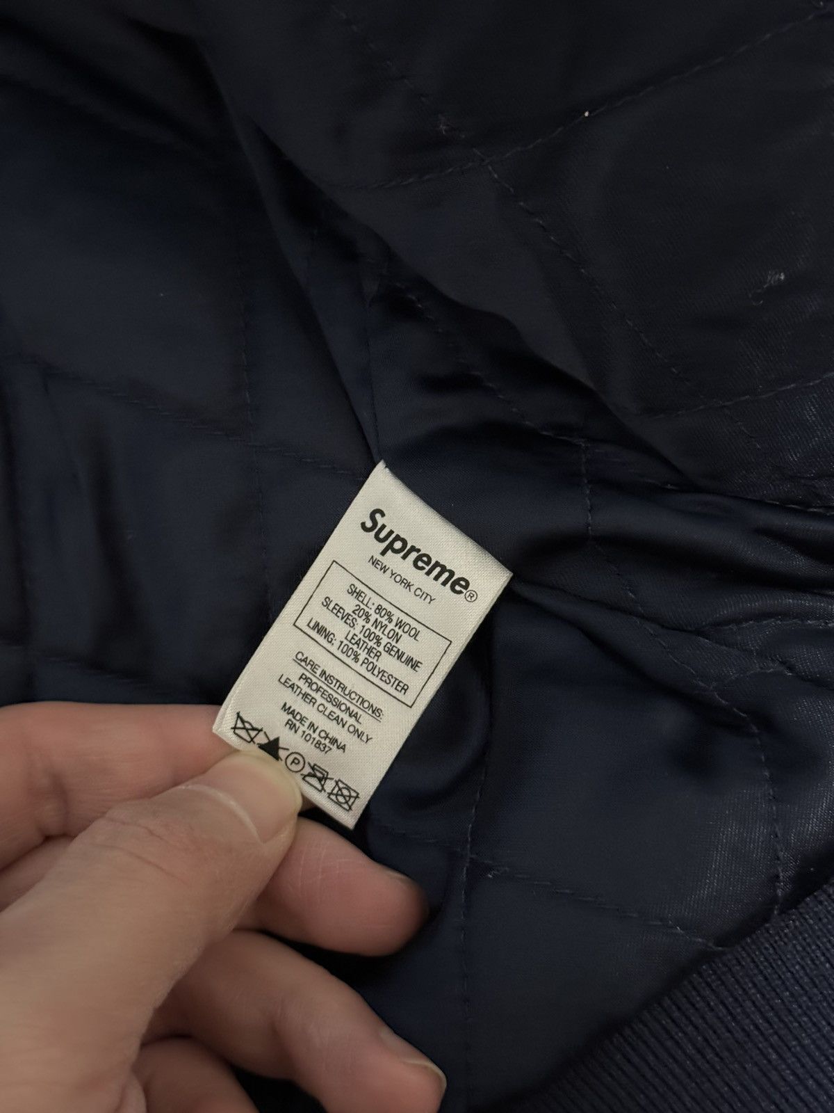 Supreme Supreme bone varsity leather jacket Size US M / EU 48-50 / 2 - 4 Thumbnail