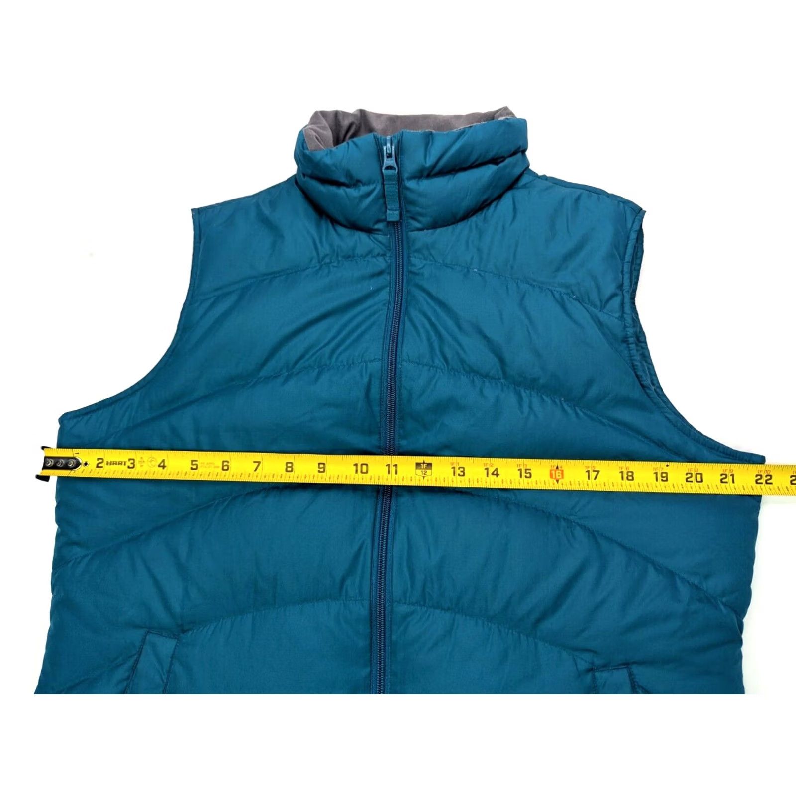 Lands' End Lands' End Puffer Vest Men M Down Insulated Teal Blue-Green Solid Short Stand-Up Collar Quilted Jacket/Coat Style (44" Chest) Regular Fit Adult Mens Size US M / EU 48-50 / 2 - 5 Thumbnail