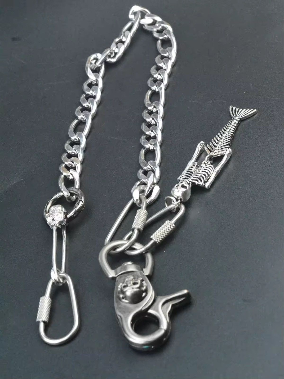Vintage Mermaid Chain Keychain Pirate Skull Snap Hoop Size ONE SIZE - 3 Thumbnail