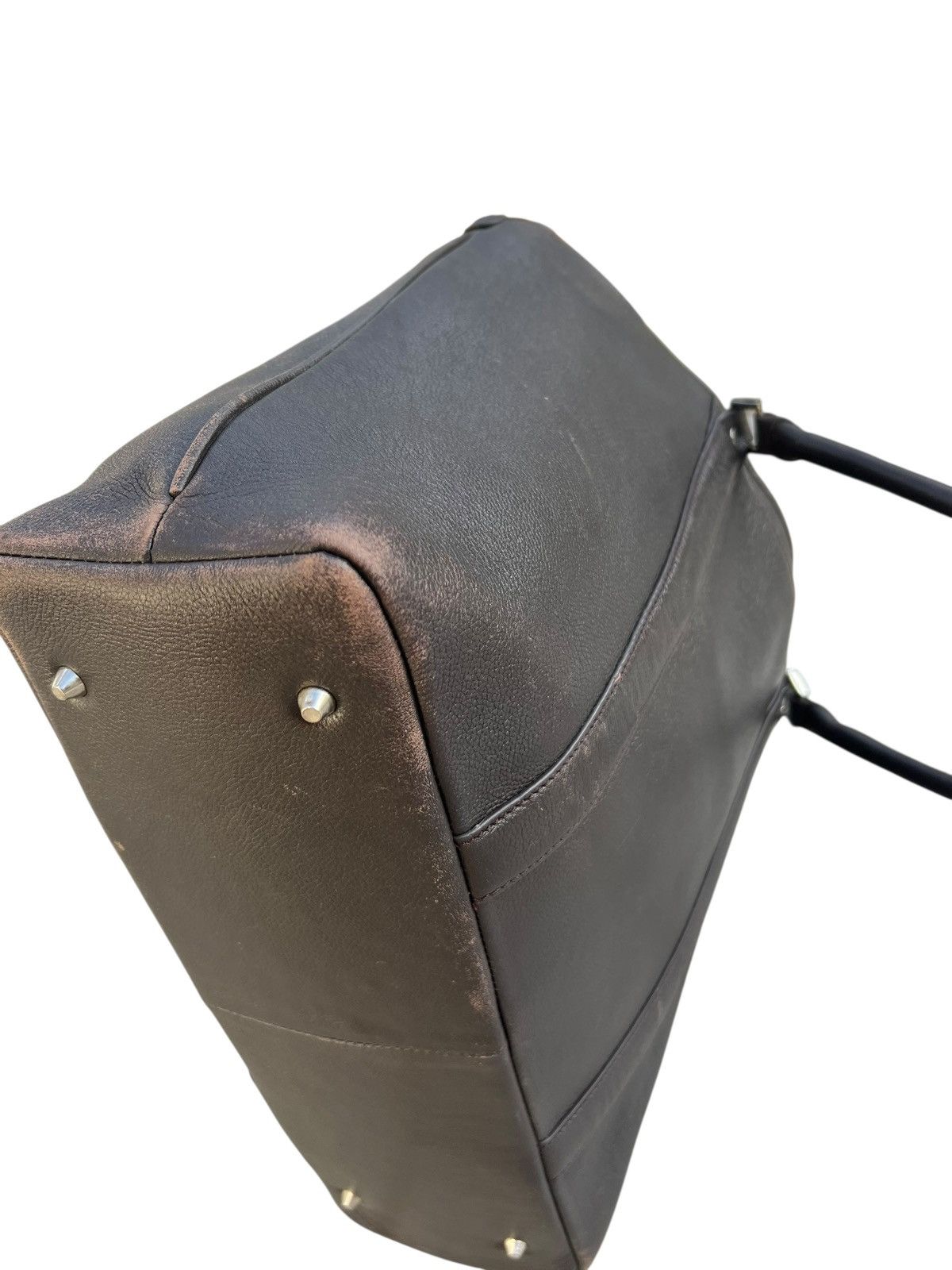 Leather ONLY Japan Distressed Patina Brown Leather Tote Bag Size ONE SIZE - 12 Thumbnail